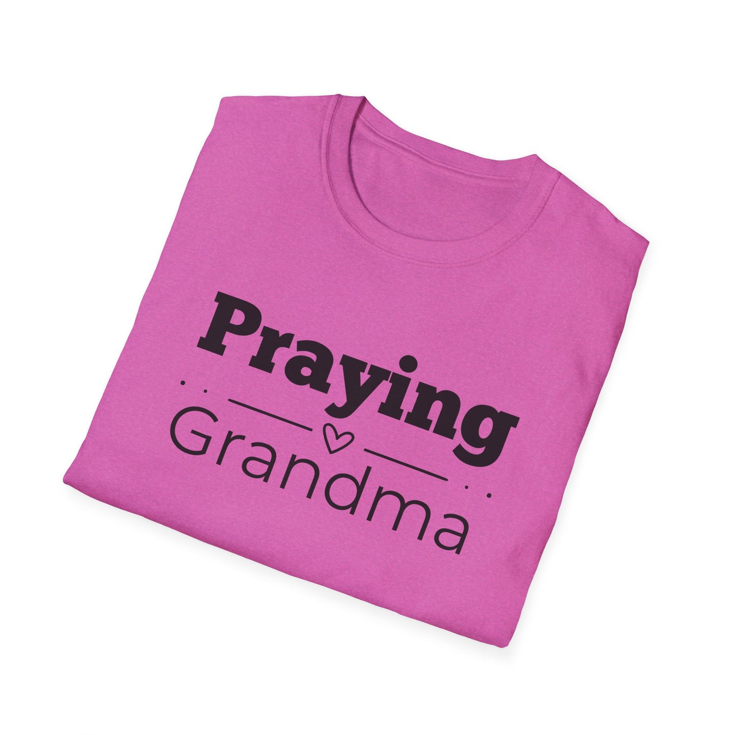 Praying Grandma -Straight Line with Heart - Softstyle T-Shirt