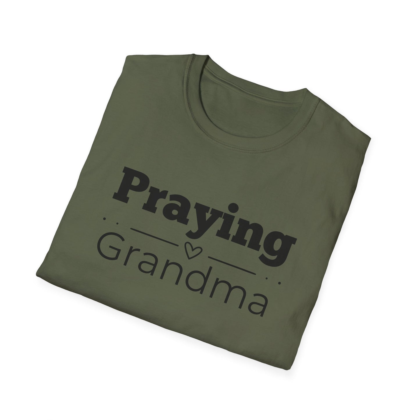 Praying Grandma -Straight Line with Heart - Softstyle T-Shirt