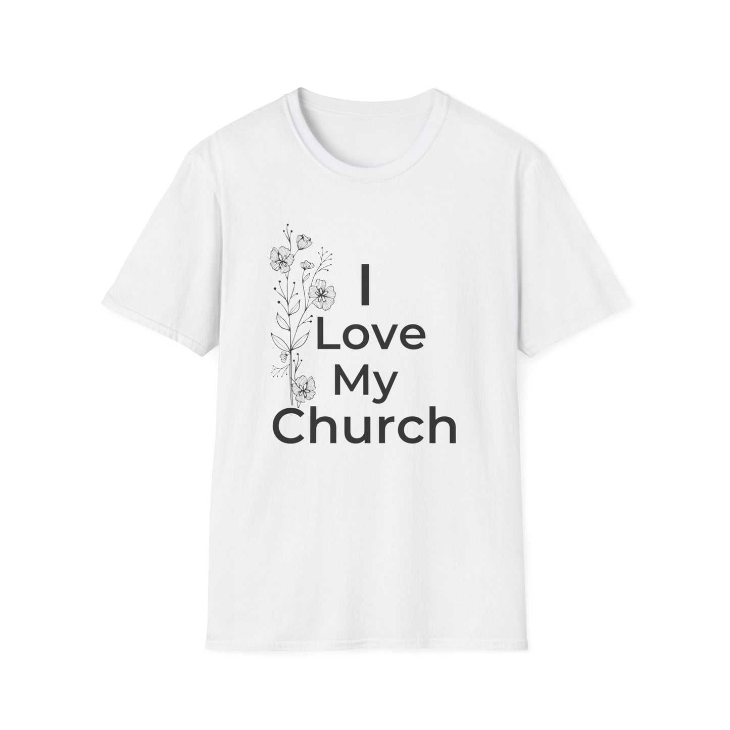 I Love My Church - Floral left side - Softstyle T-Shirt