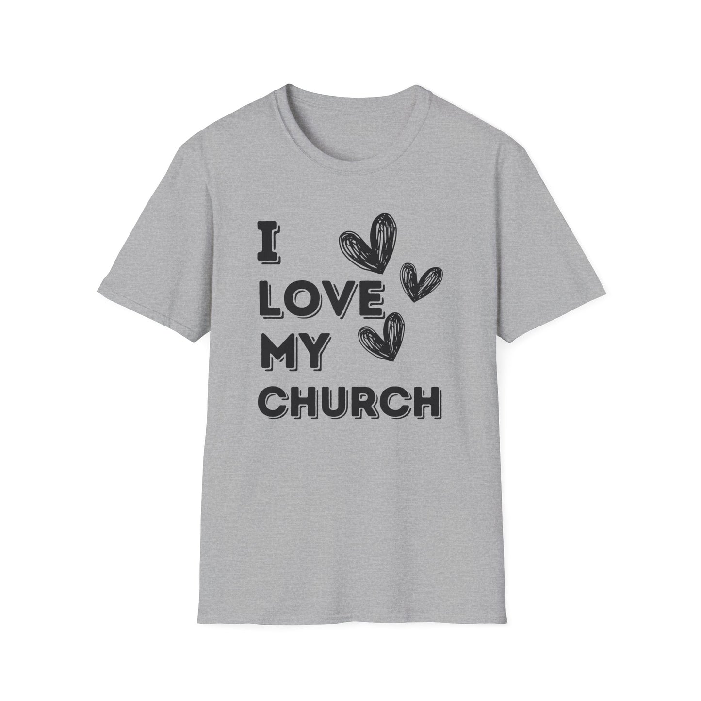 I Love My Church - Three Hearts Black - Softstyle T-Shirt