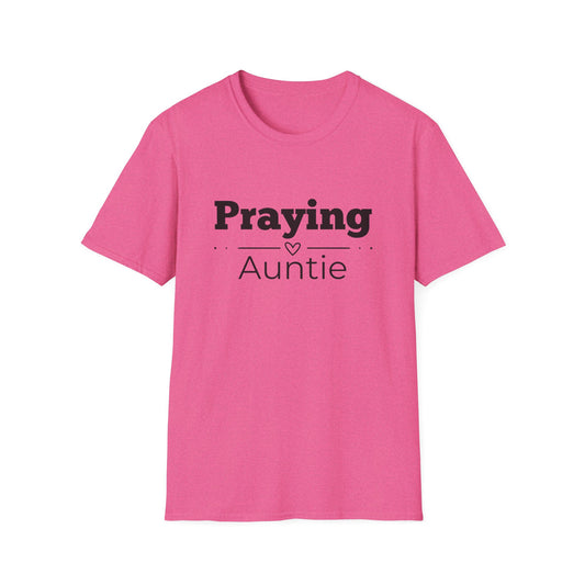 Praying Auntie - Straight Line with Heart- Softstyle T-Shirt