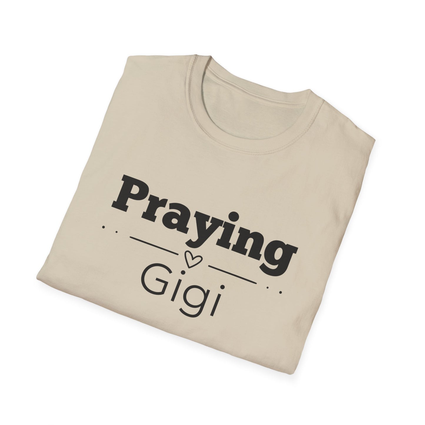 Praying Gigi -Straight Line with Heart - Softstyle T-Shirt