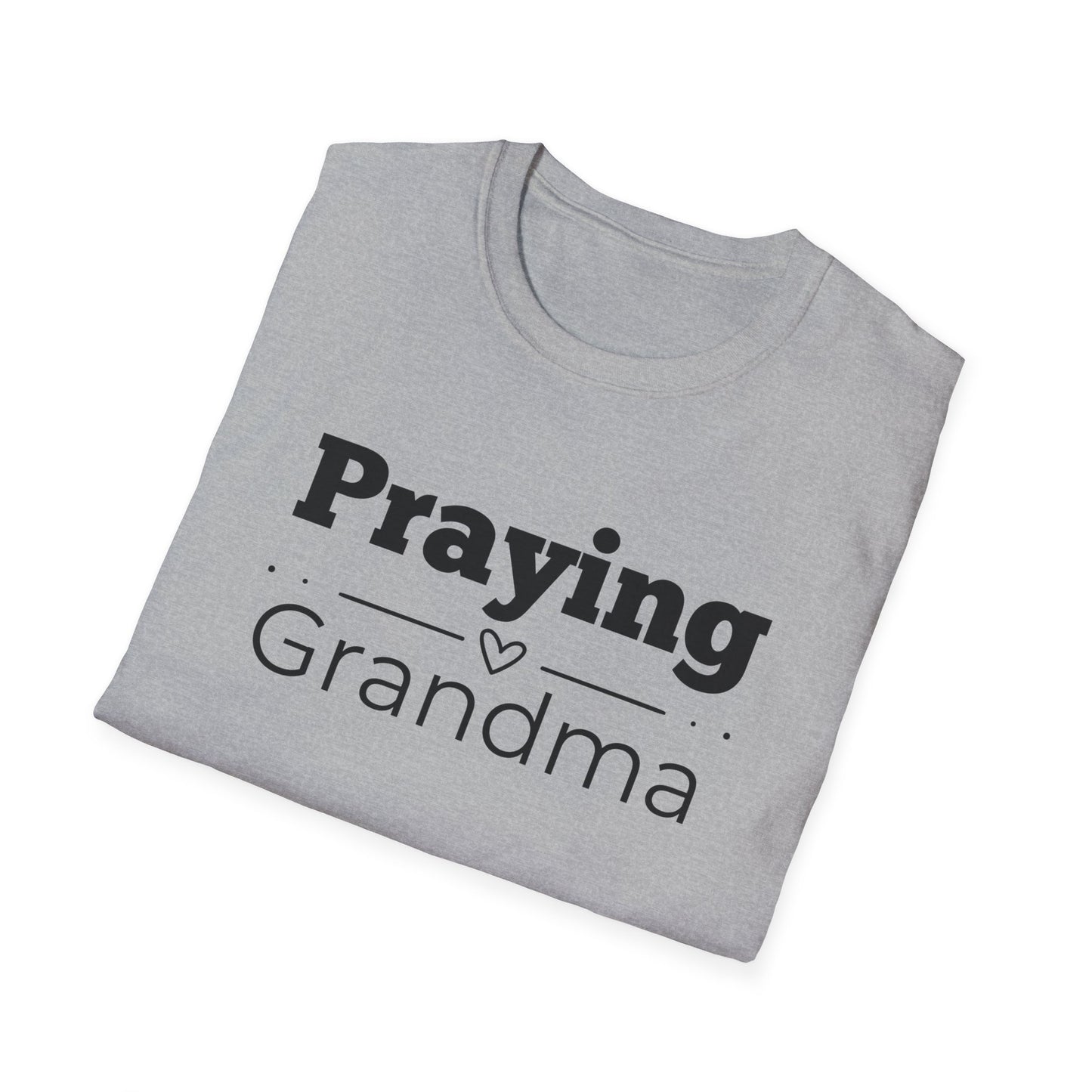 Praying Grandma -Straight Line with Heart - Softstyle T-Shirt