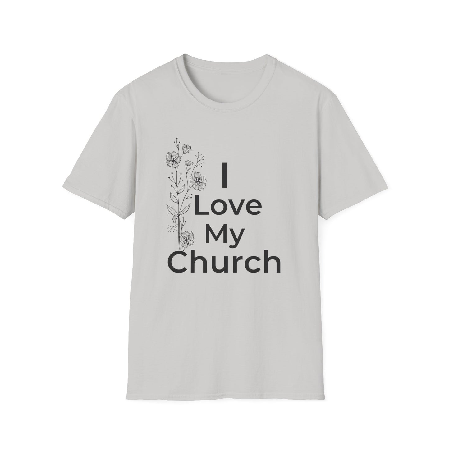 I Love My Church - Floral left side - Softstyle T-Shirt