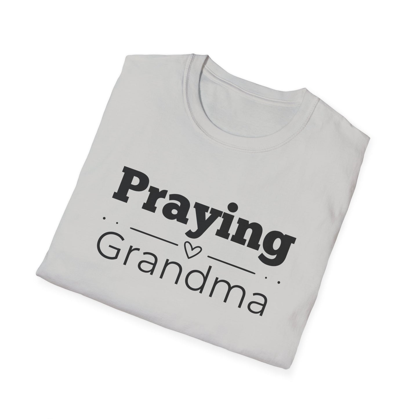 Praying Grandma -Straight Line with Heart - Softstyle T-Shirt