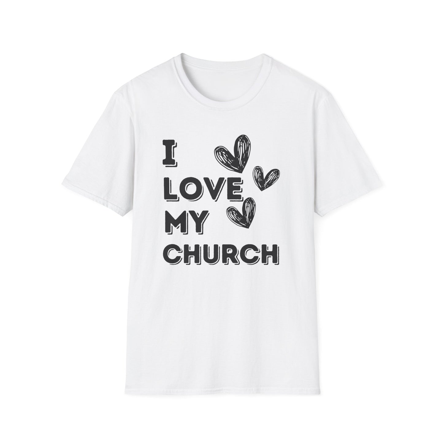 I Love My Church - Three Hearts Black - Softstyle T-Shirt