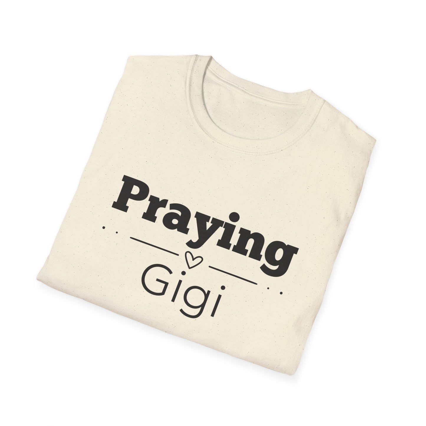 Praying Gigi -Straight Line with Heart - Softstyle T-Shirt
