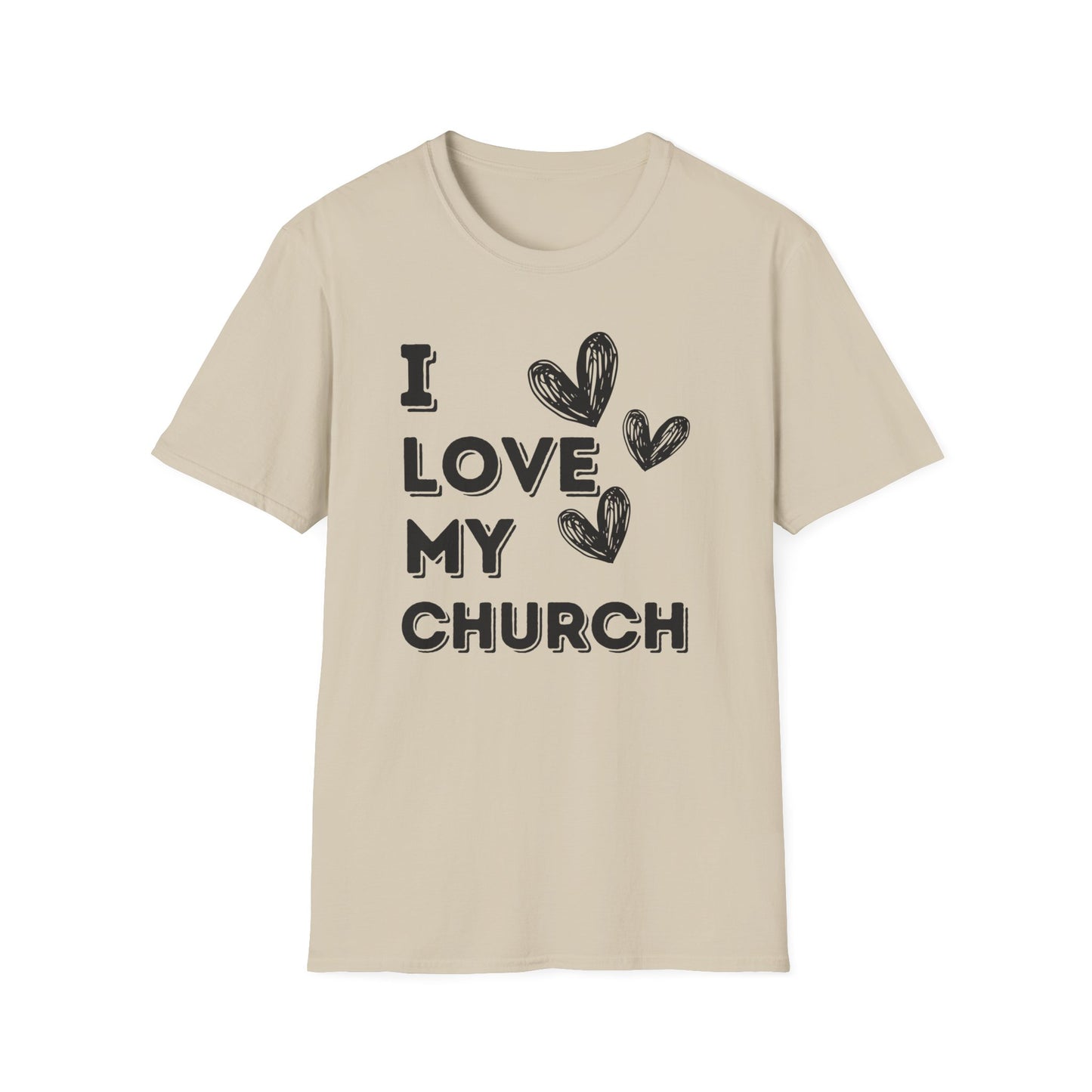 I Love My Church - Three Hearts Black - Softstyle T-Shirt