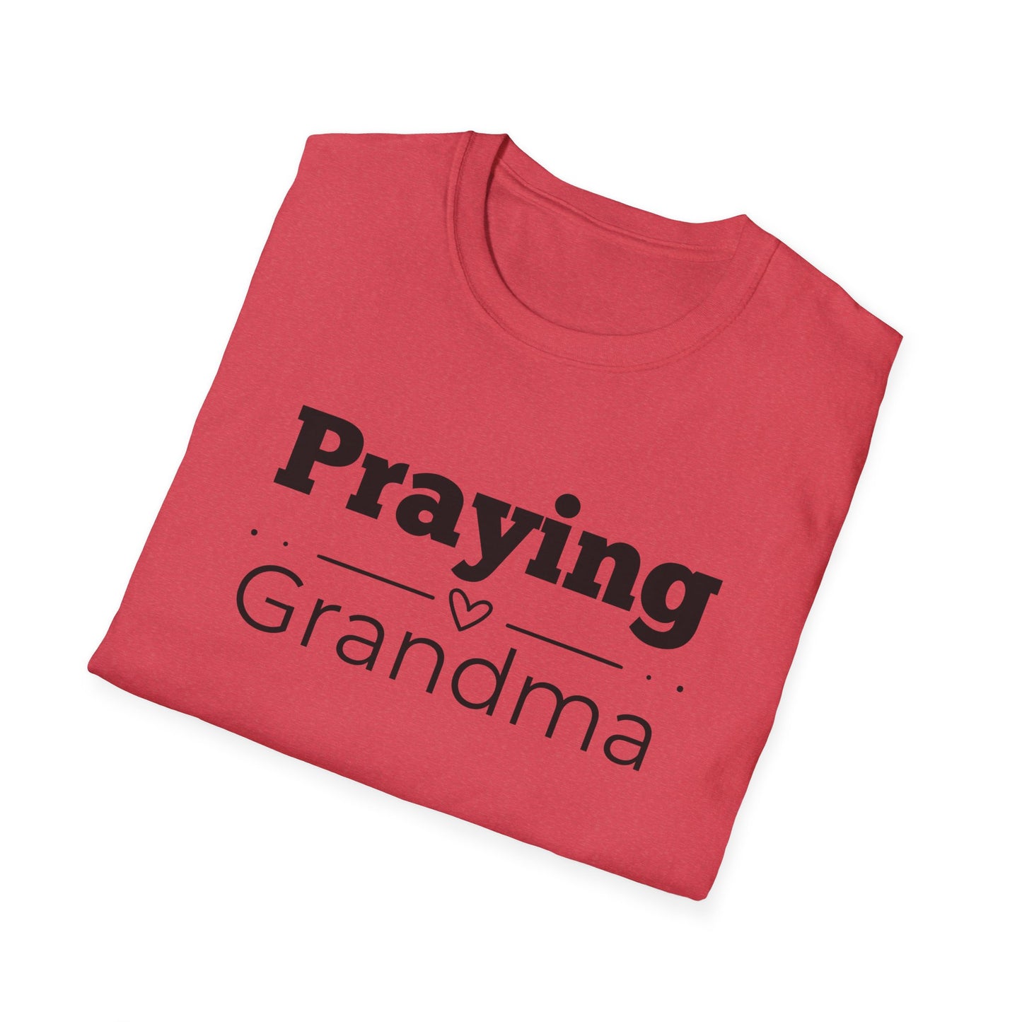 Praying Grandma -Straight Line with Heart - Softstyle T-Shirt