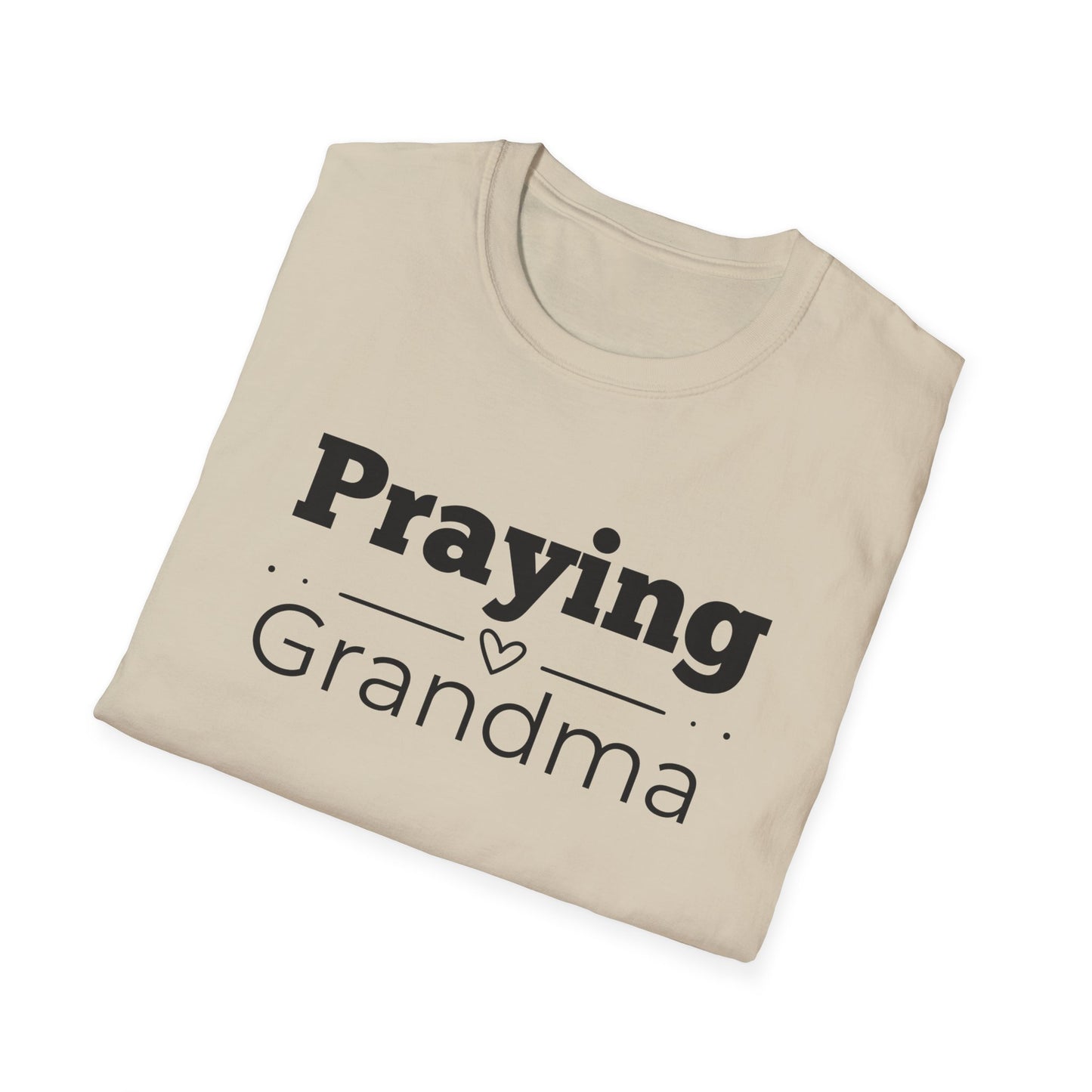 Praying Grandma -Straight Line with Heart - Softstyle T-Shirt