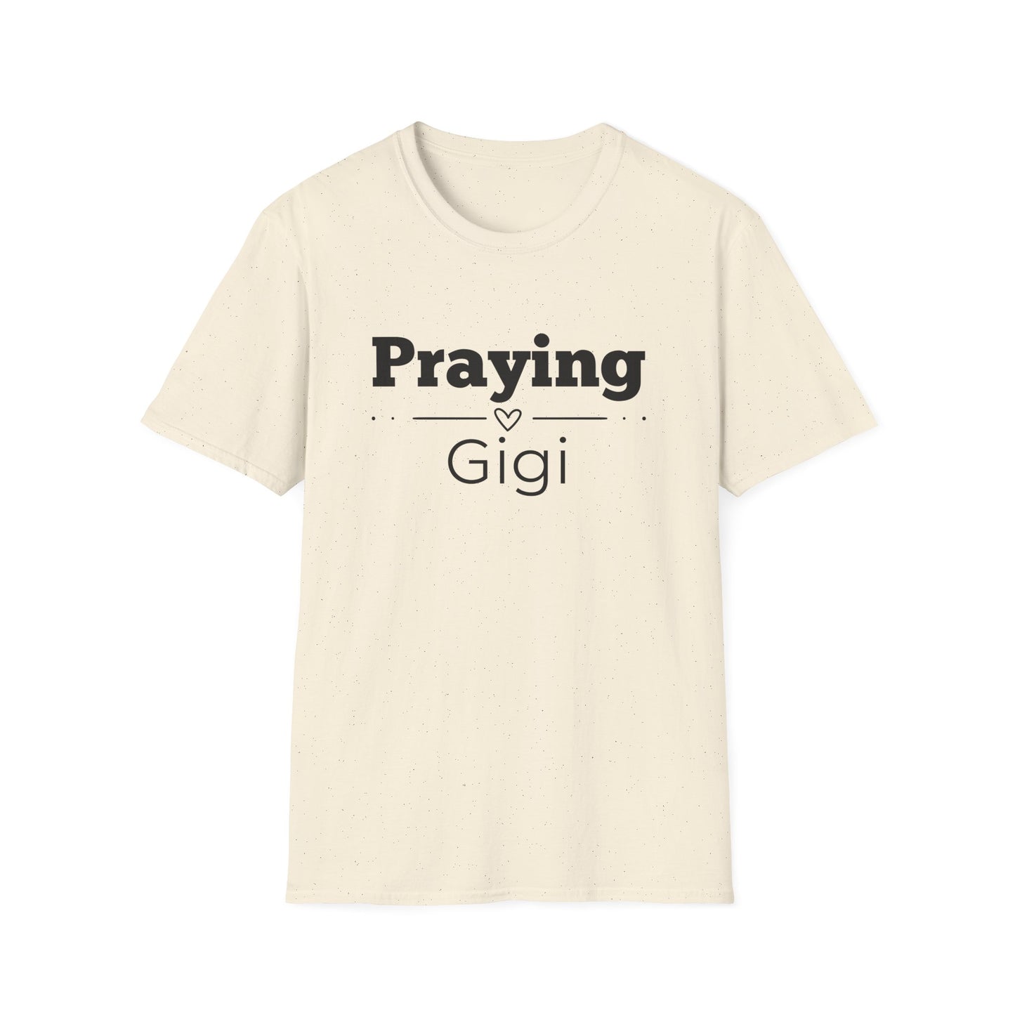 Praying Gigi -Straight Line with Heart - Softstyle T-Shirt