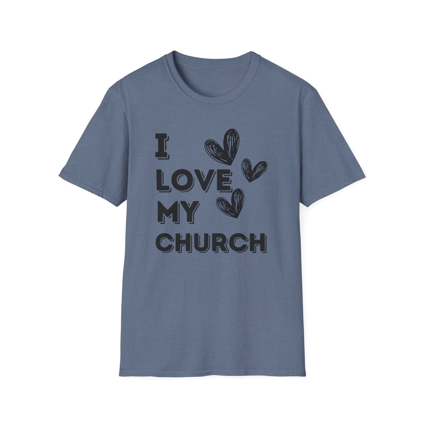 I Love My Church - Three Hearts Black - Softstyle T-Shirt
