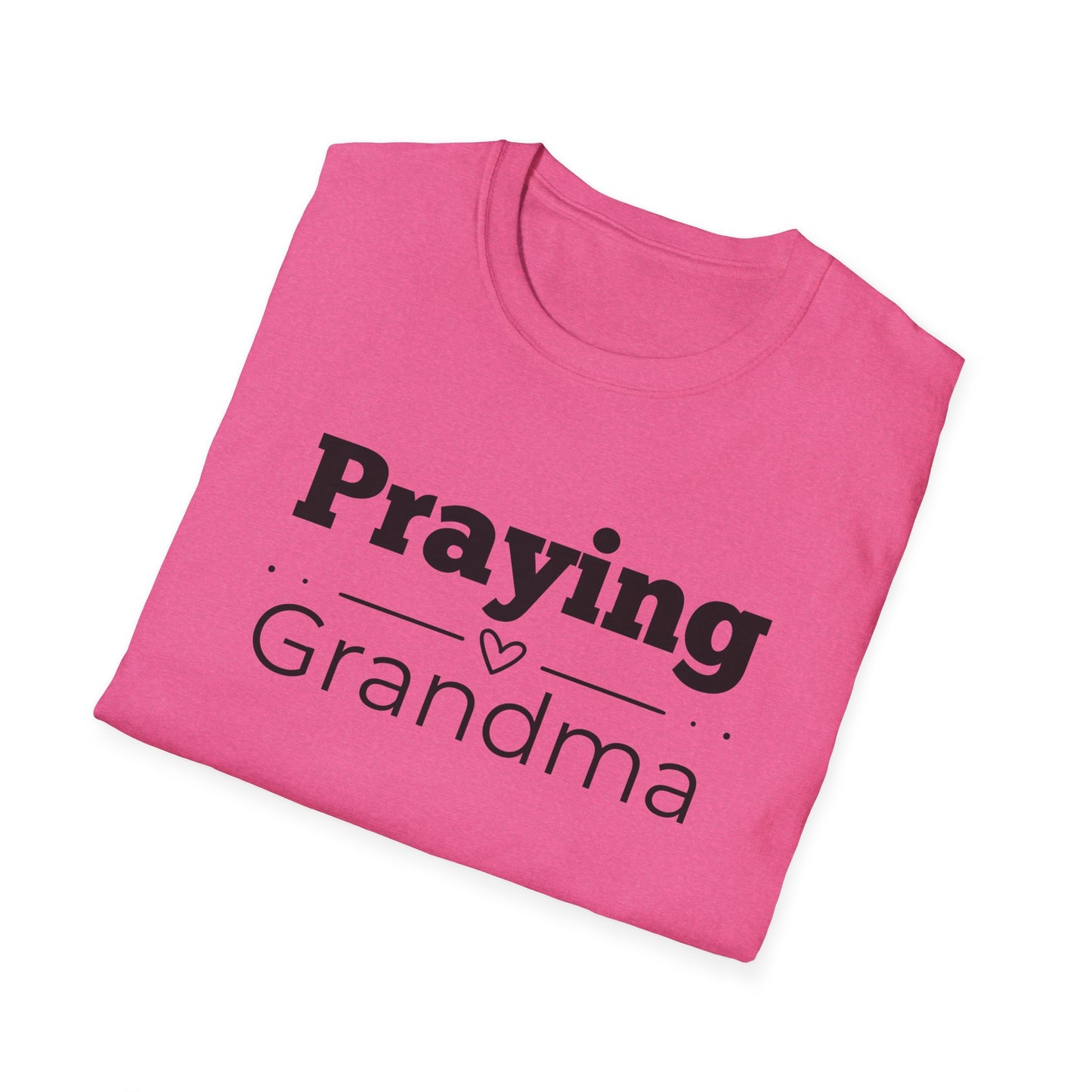 Praying Grandma -Straight Line with Heart - Softstyle T-Shirt