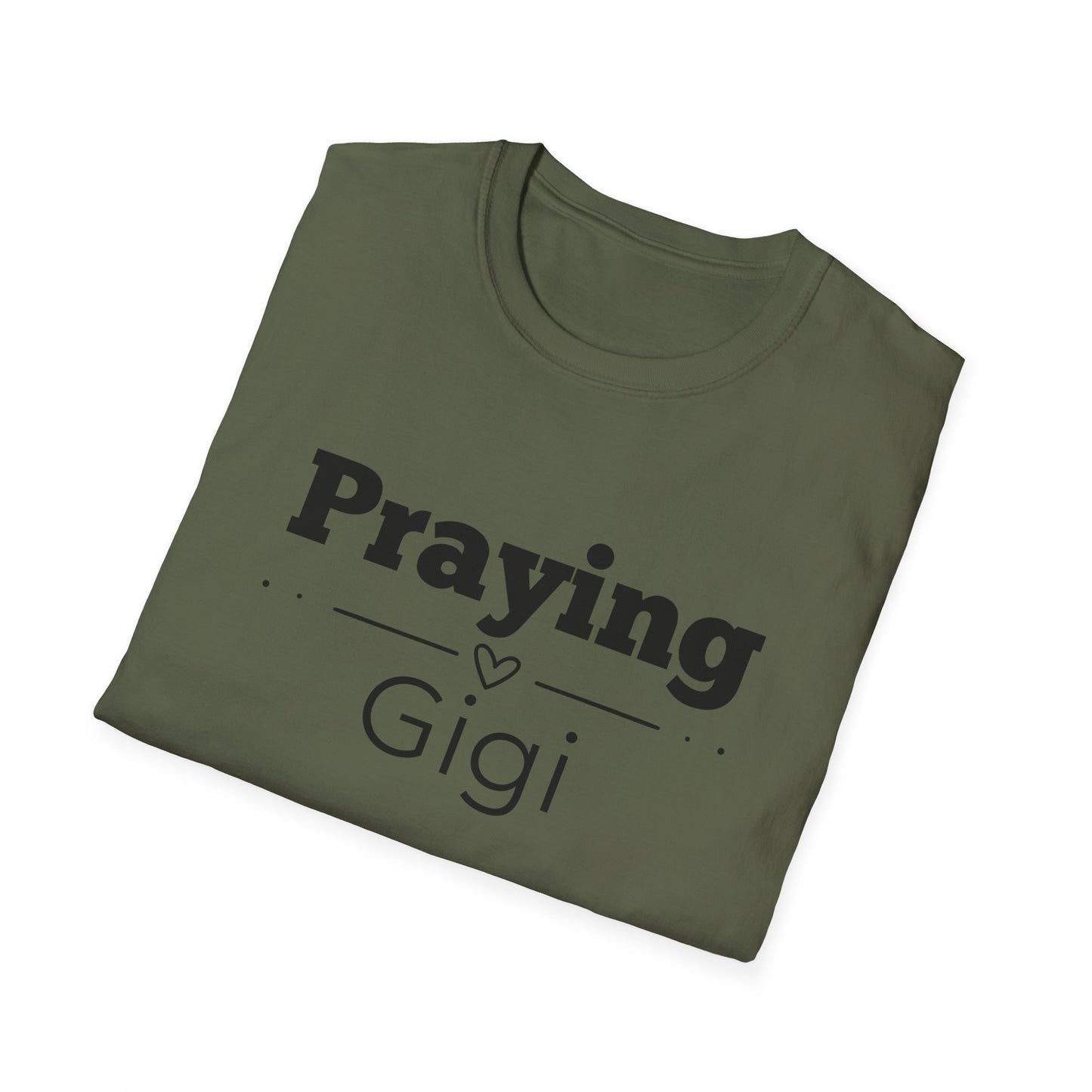 Praying Gigi -Straight Line with Heart - Softstyle T-Shirt