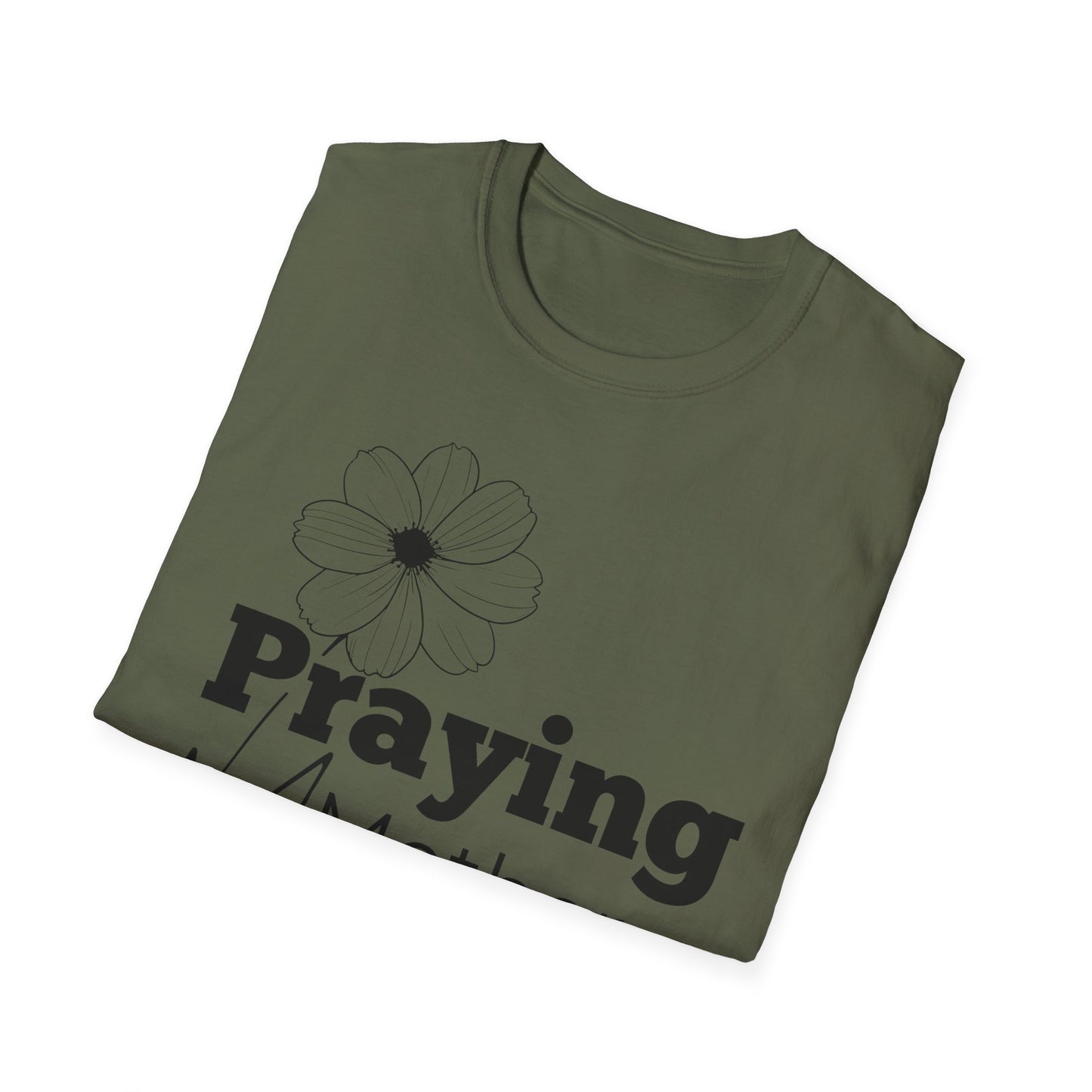 Praying Mother - Floral Design - Softstyle T-Shirt
