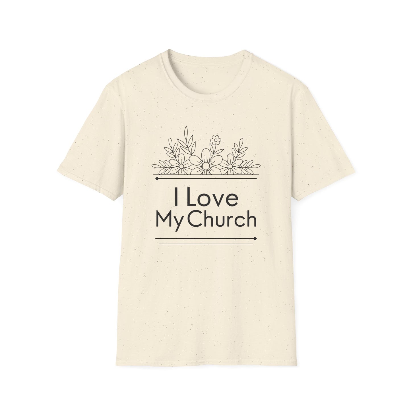 I Love My Church - Floral Design - Softstyle T-Shirt