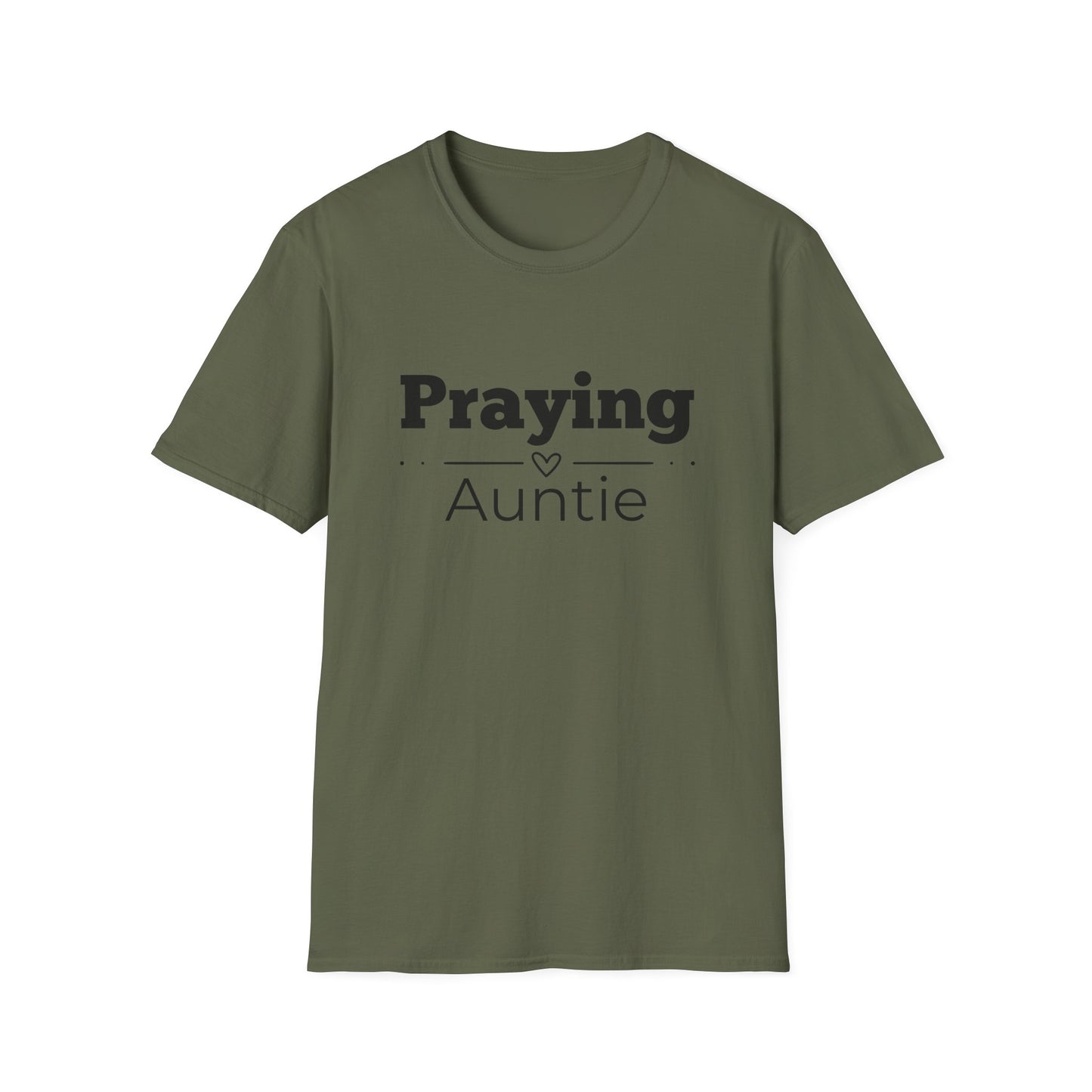 Praying Auntie - Straight Line with Heart- Softstyle T-Shirt