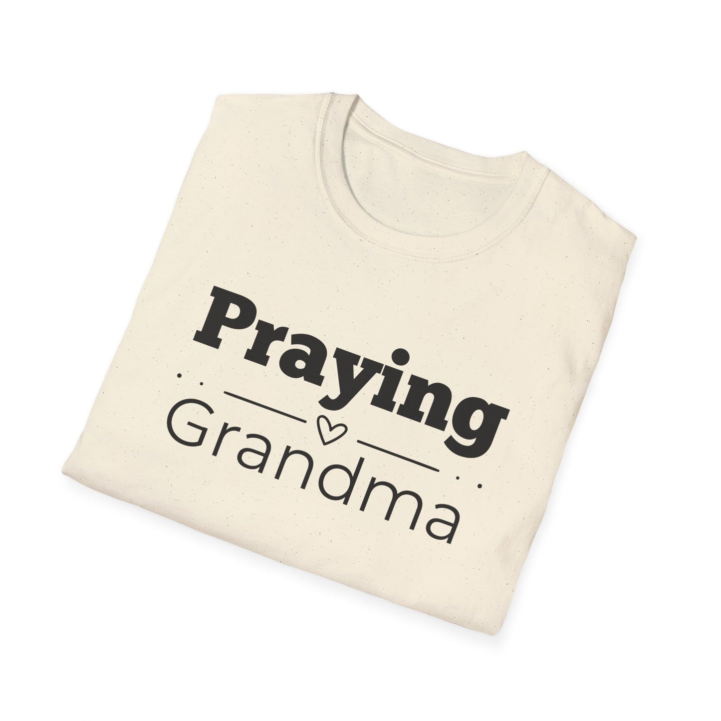 Praying Grandma -Straight Line with Heart - Softstyle T-Shirt