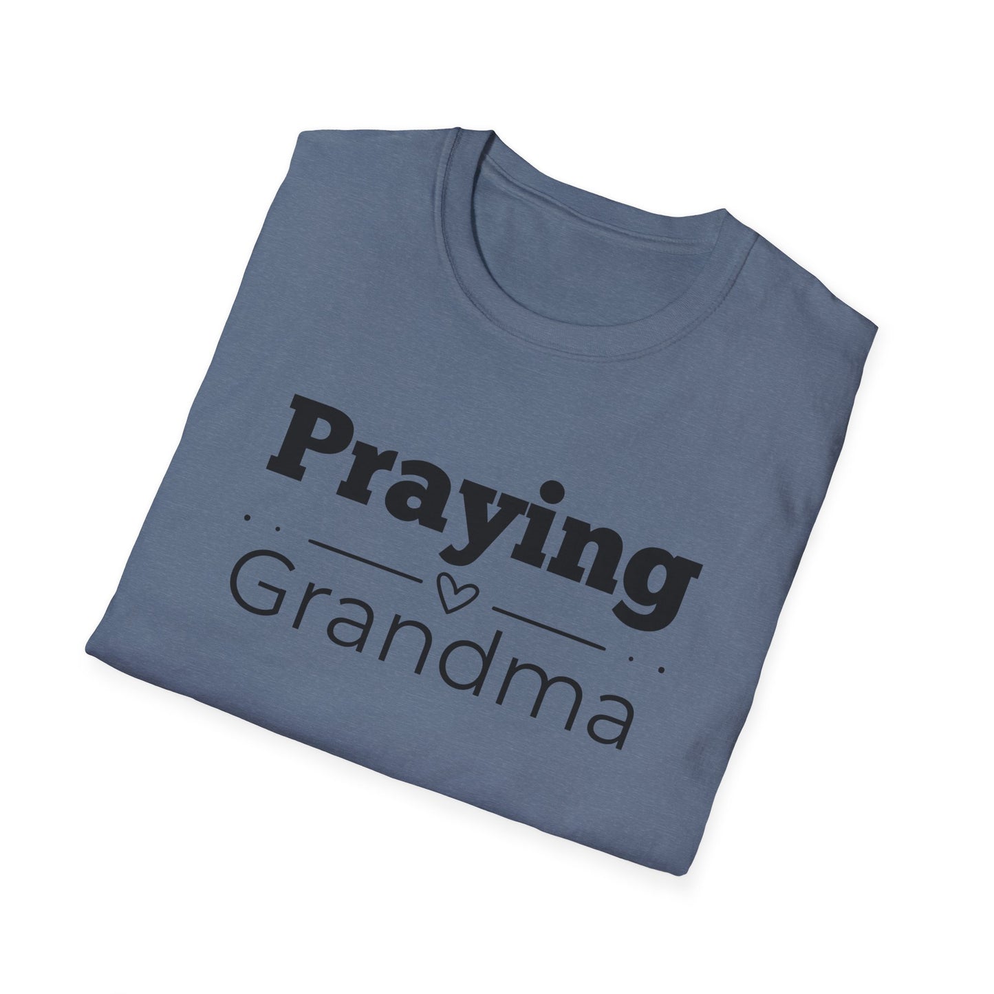 Praying Grandma -Straight Line with Heart - Softstyle T-Shirt