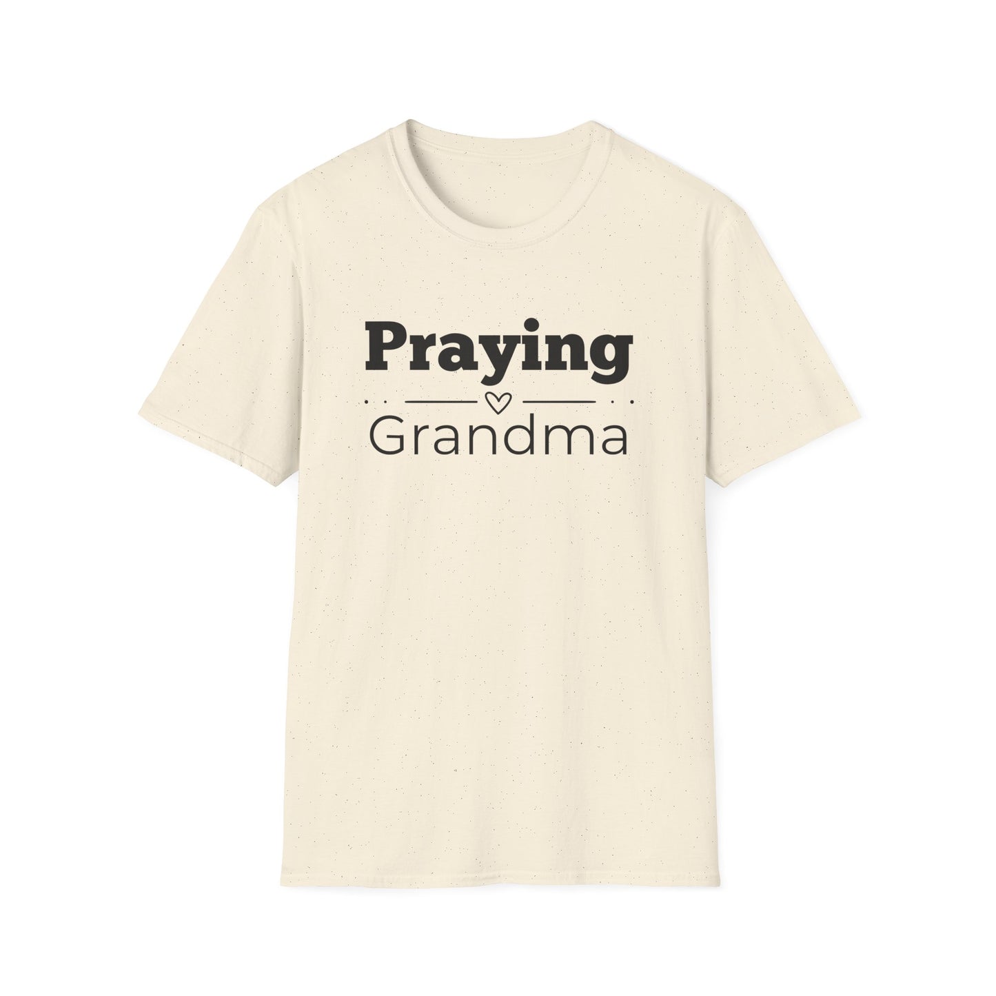 Praying Grandma -Straight Line with Heart - Softstyle T-Shirt