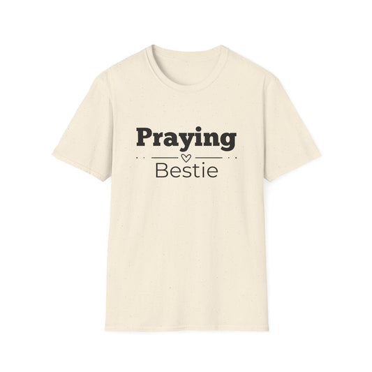 Praying Bestie - Straight Line with Heart- Softstyle T-Shirt