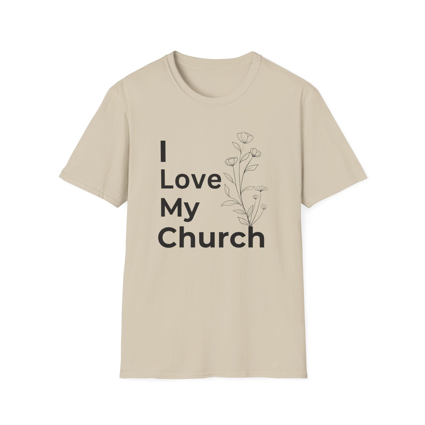 I Love My Church - Floral right side - Softstyle T-Shirt