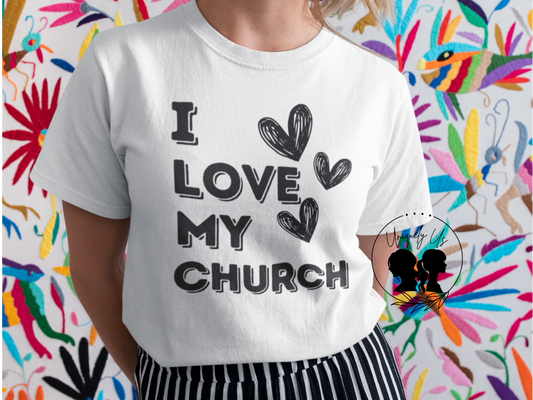 I Love My Church - Three Hearts Black - Softstyle T-Shirt