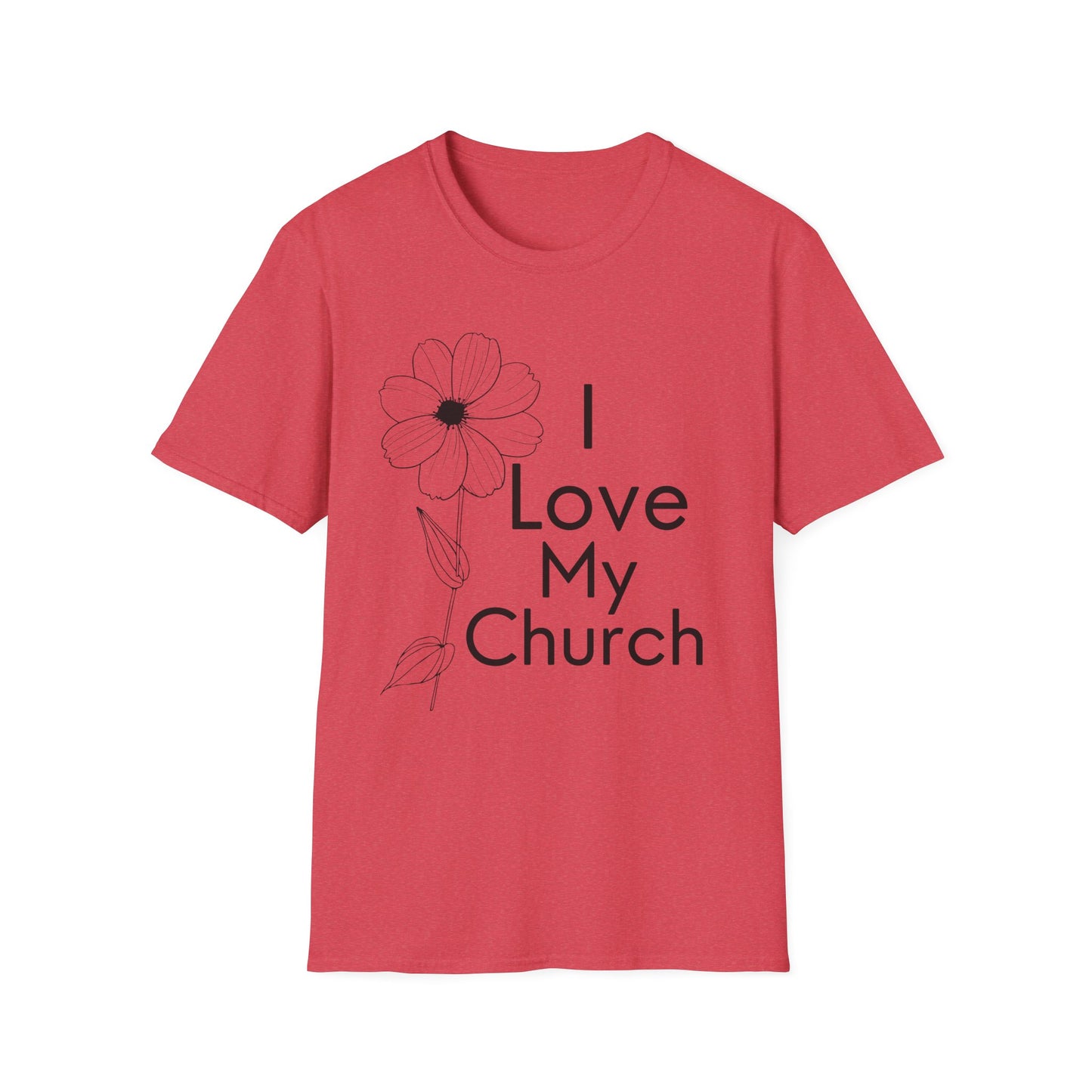 I Love My Church - Floral Single Flower - Softstyle T-Shirt