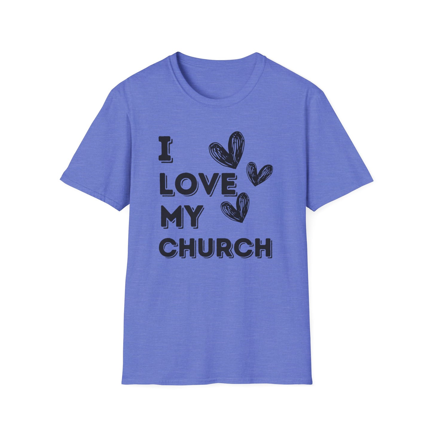 I Love My Church - Three Hearts Black - Softstyle T-Shirt