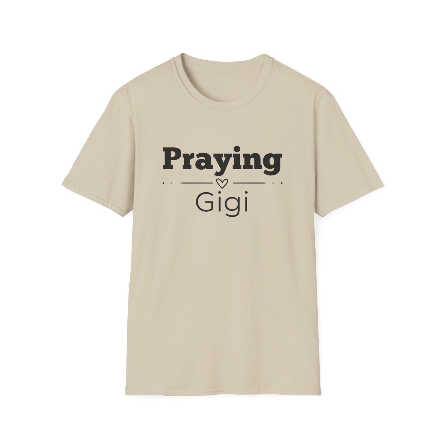 Praying Gigi -Straight Line with Heart - Softstyle T-Shirt