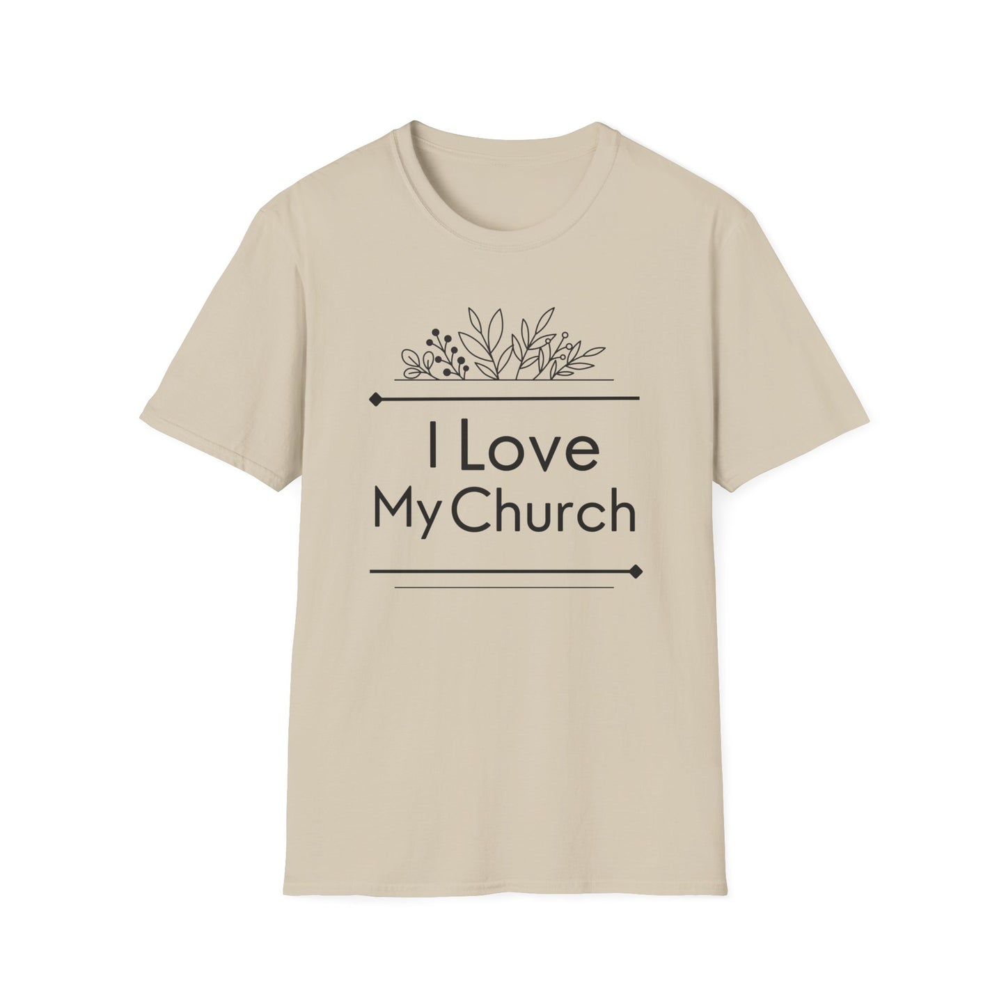 I Love My Church - Floral Design  - Softstyle T-Shirt