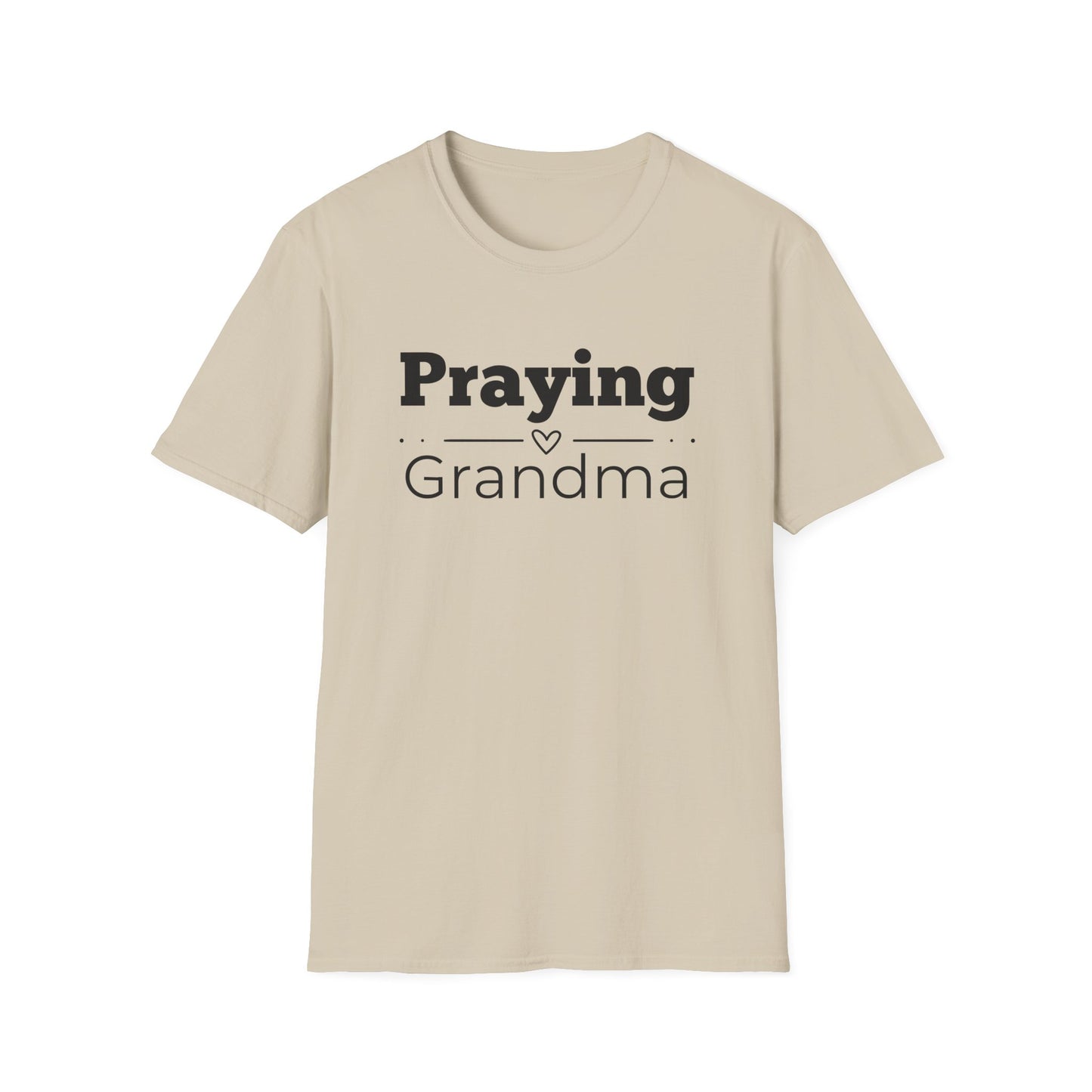Praying Grandma -Straight Line with Heart - Softstyle T-Shirt