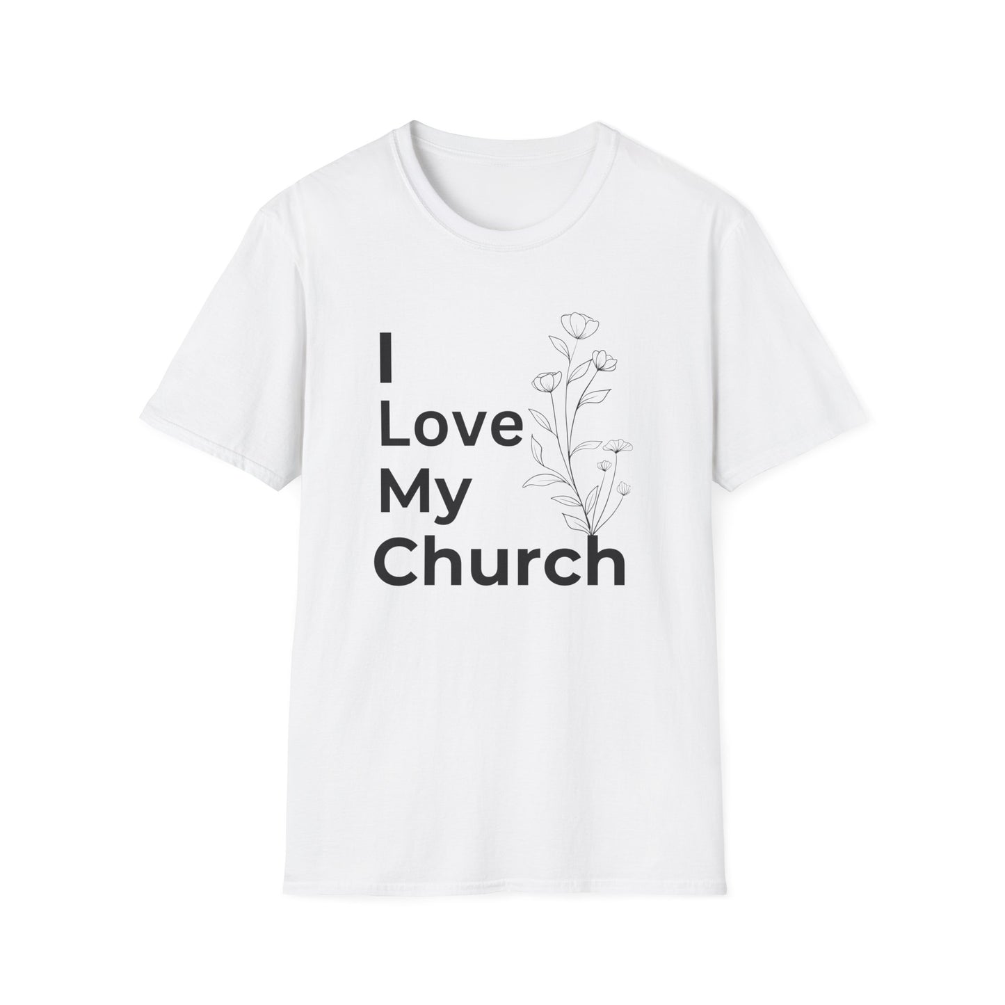 I Love My Church - Floral right side - Softstyle T-Shirt