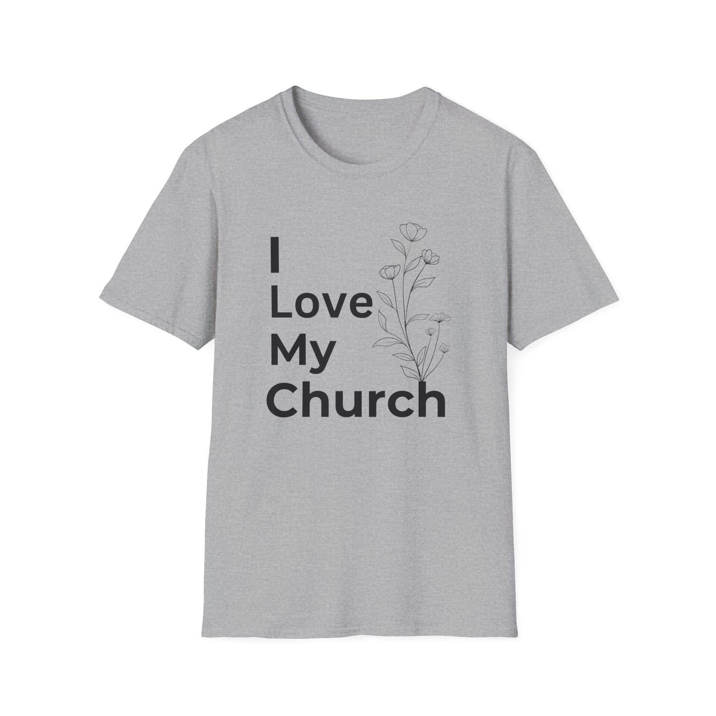 I Love My Church - Floral right side - Softstyle T-Shirt