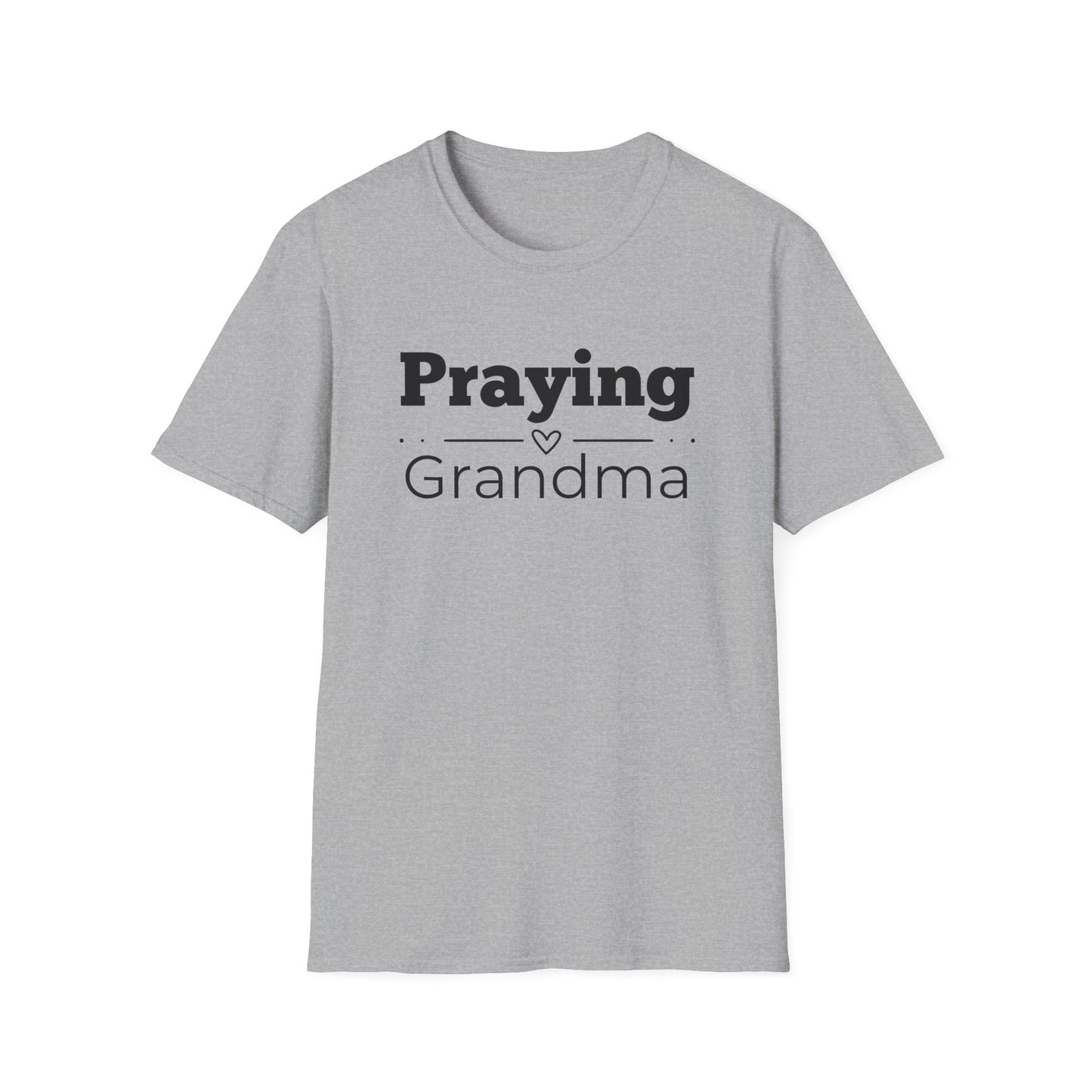 Praying Grandma -Straight Line with Heart - Softstyle T-Shirt
