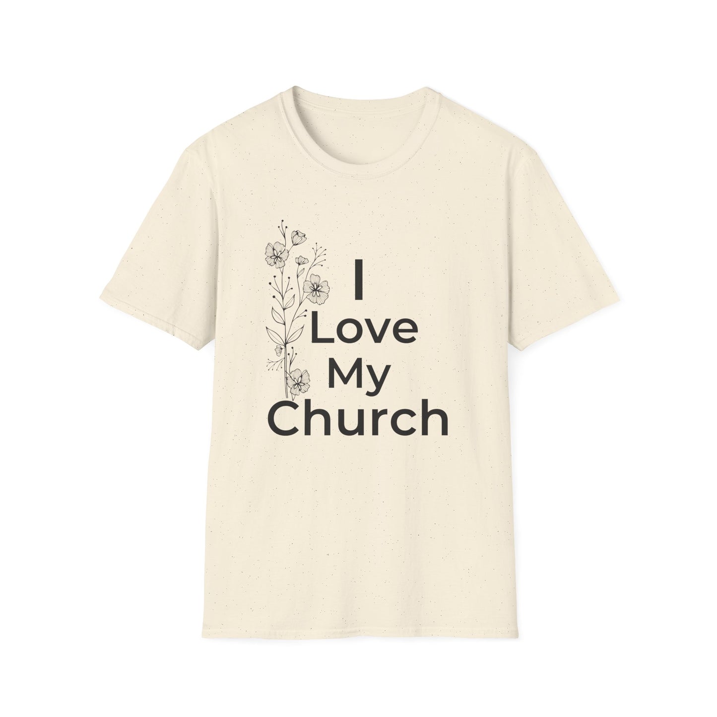 I Love My Church - Floral left side - Softstyle T-Shirt