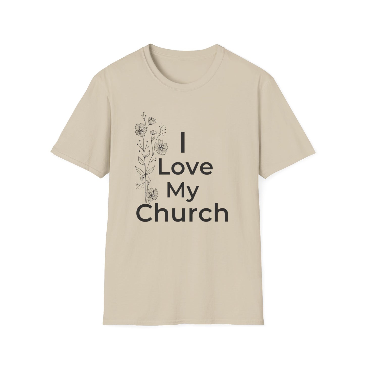 I Love My Church - Floral left side - Softstyle T-Shirt
