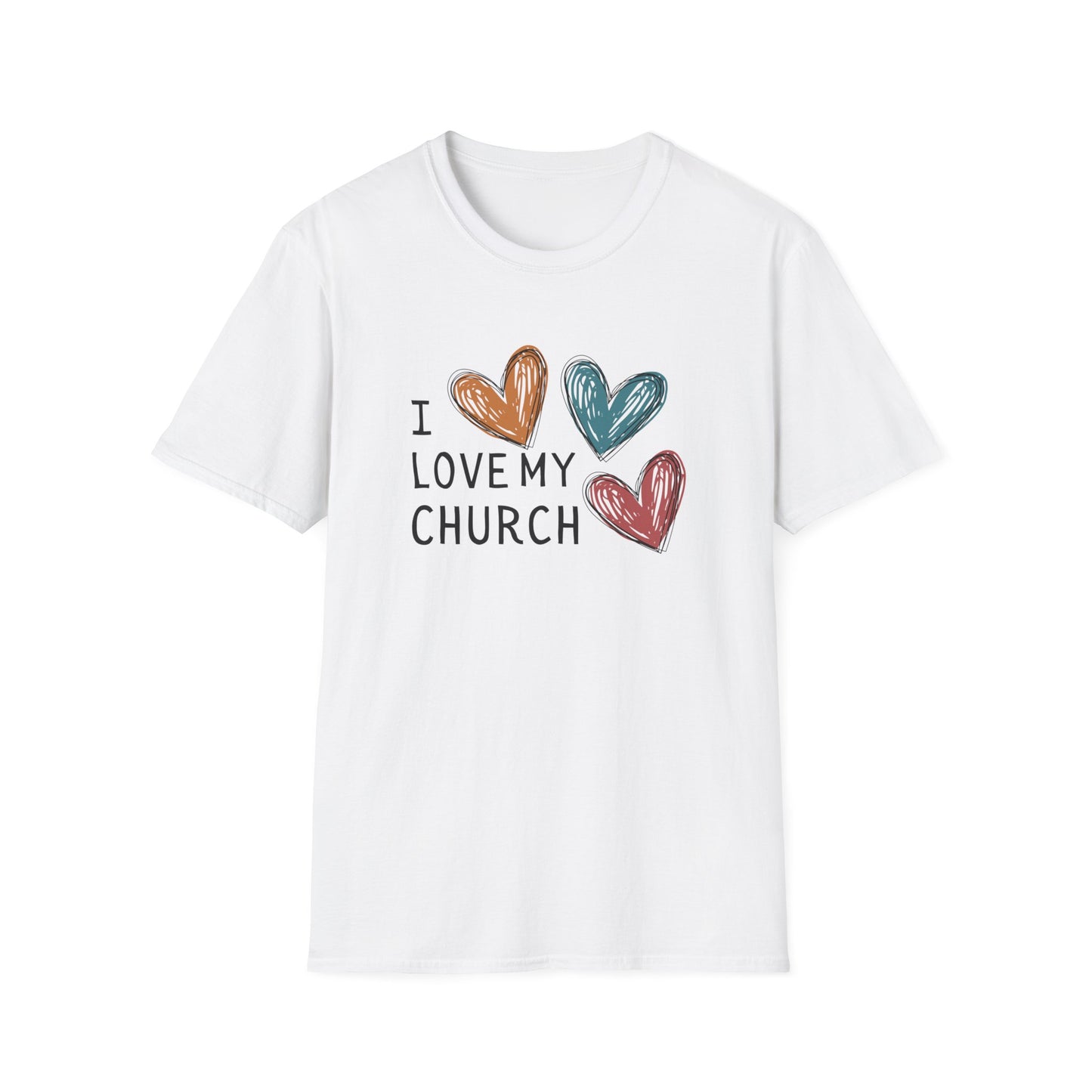 I Love My Church - Different Colored Hearts- Softstyle T-Shirt