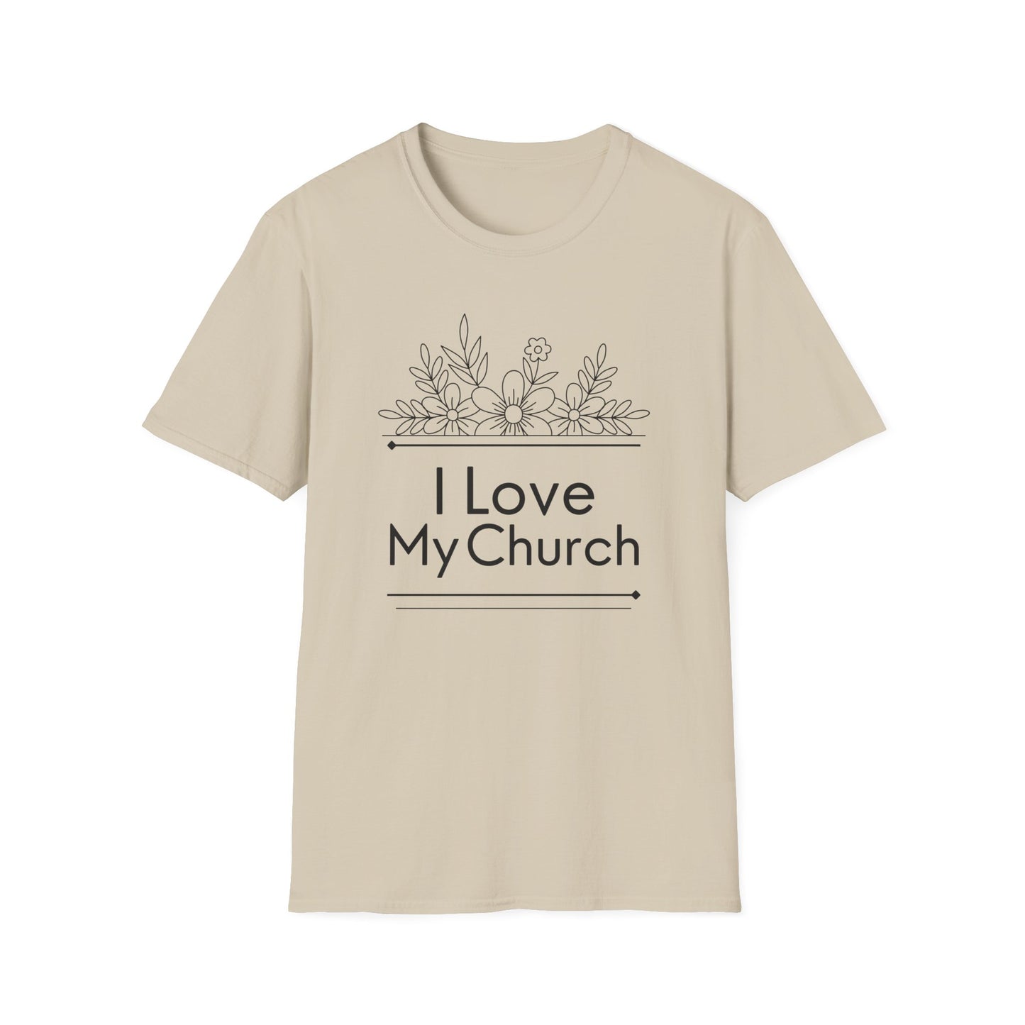 I Love My Church - Floral Design - Softstyle T-Shirt
