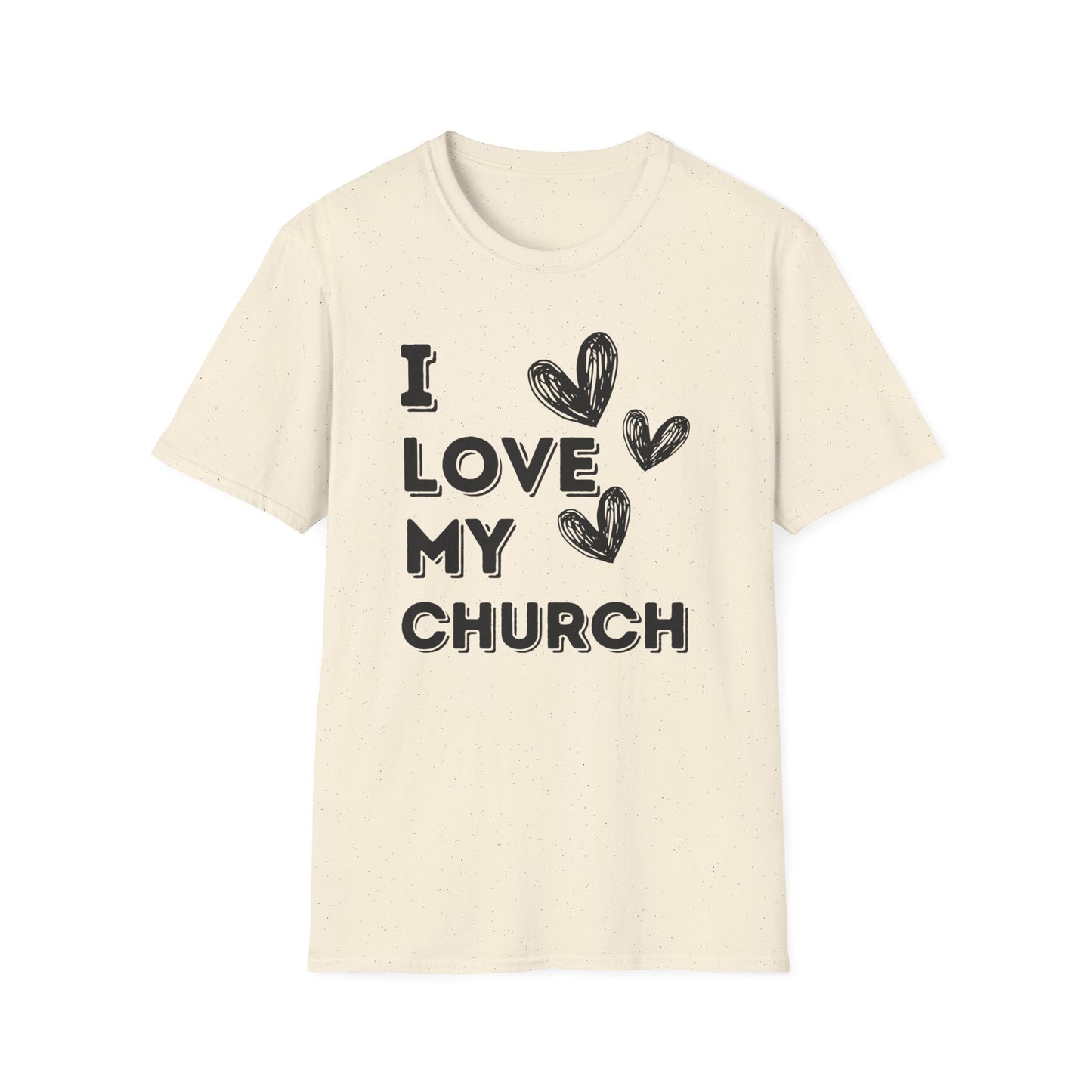 I Love My Church - Three Hearts Black - Softstyle T-Shirt