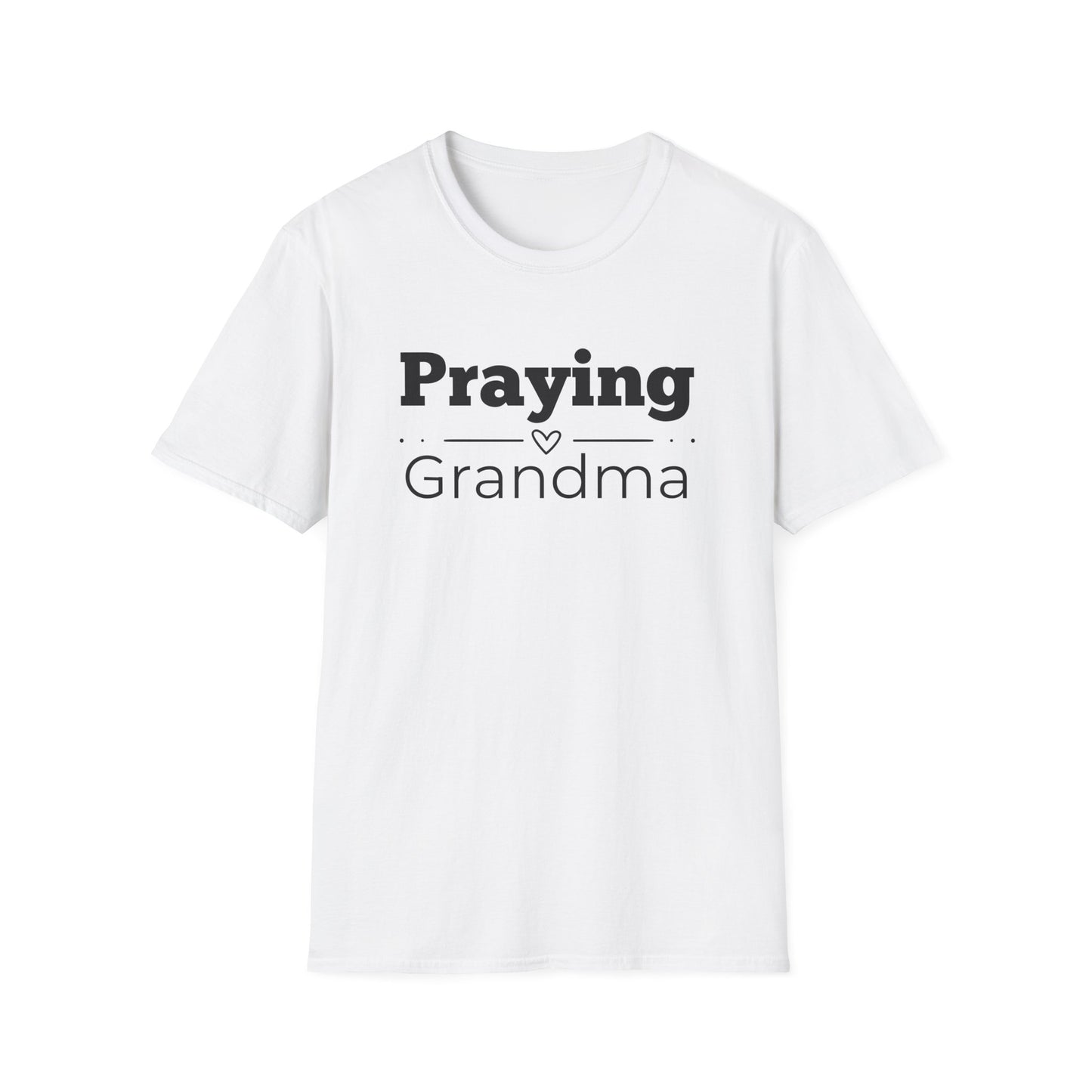 Praying Grandma -Straight Line with Heart - Softstyle T-Shirt