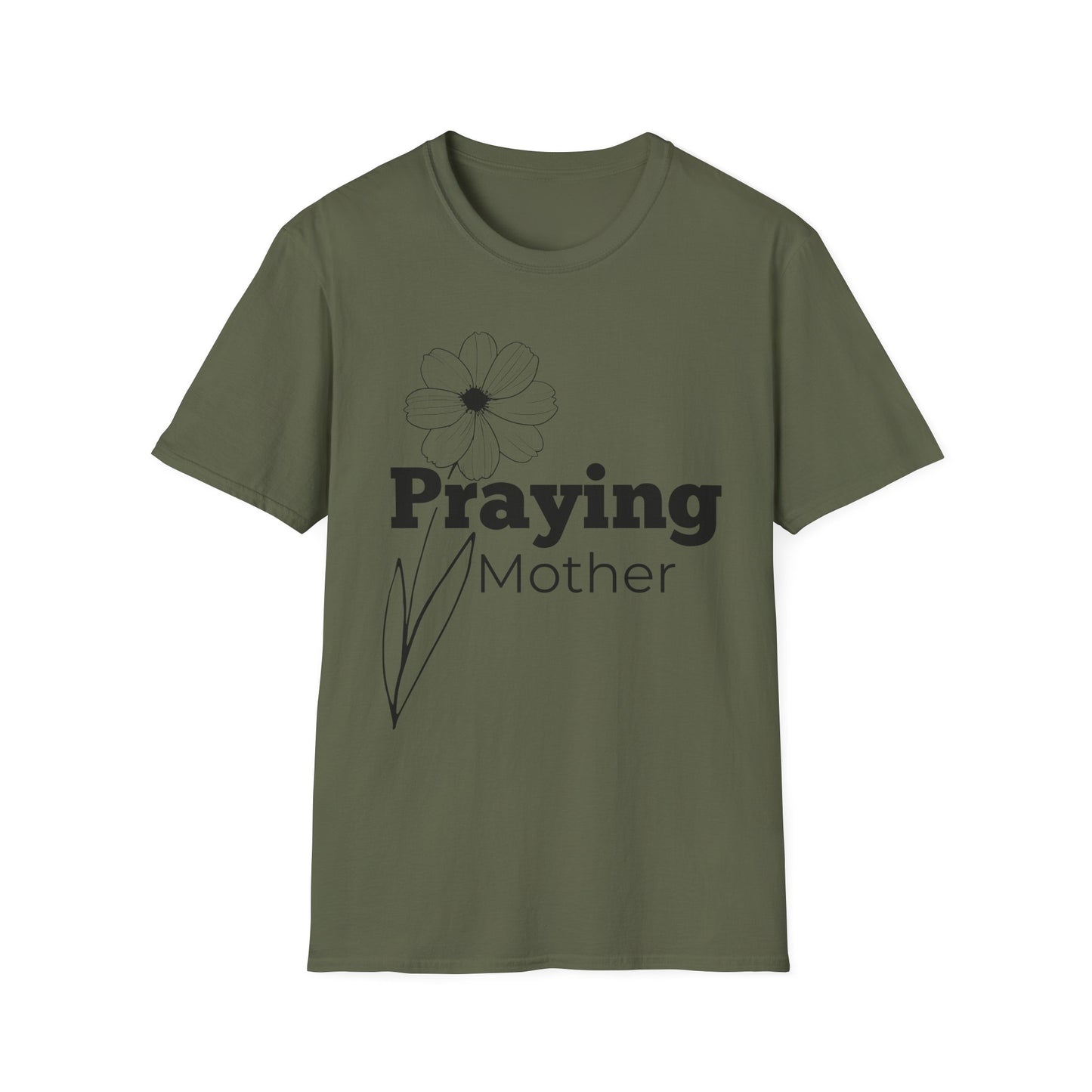 Praying Mother - Floral Design - Softstyle T-Shirt