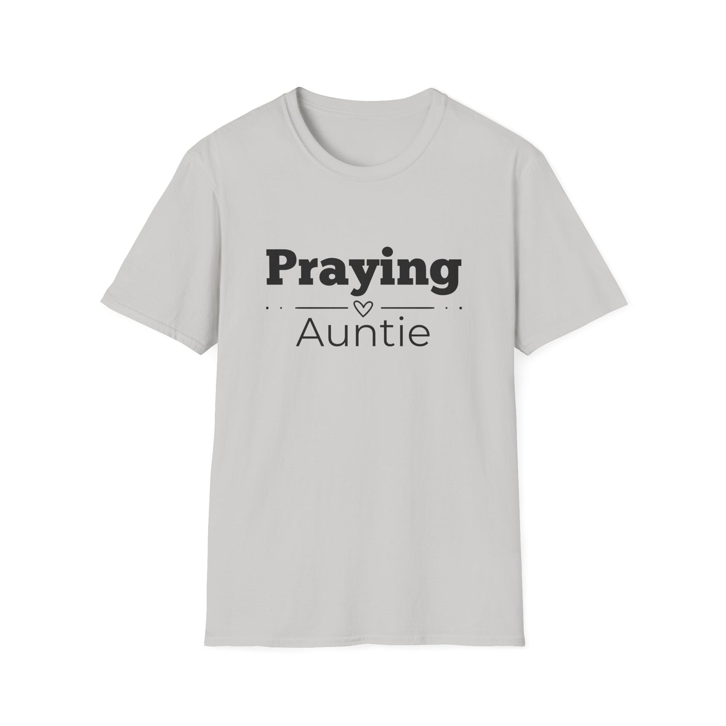 Praying Auntie - Straight Line with Heart- Softstyle T-Shirt