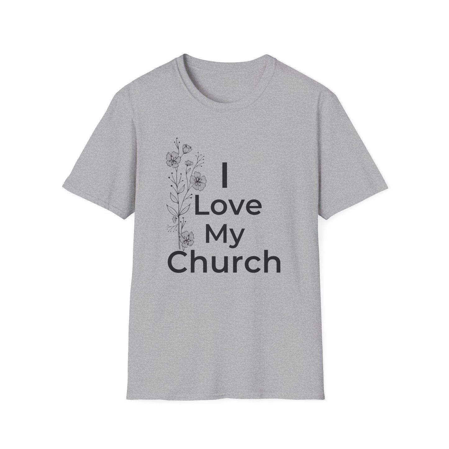 I Love My Church - Floral left side - Softstyle T-Shirt