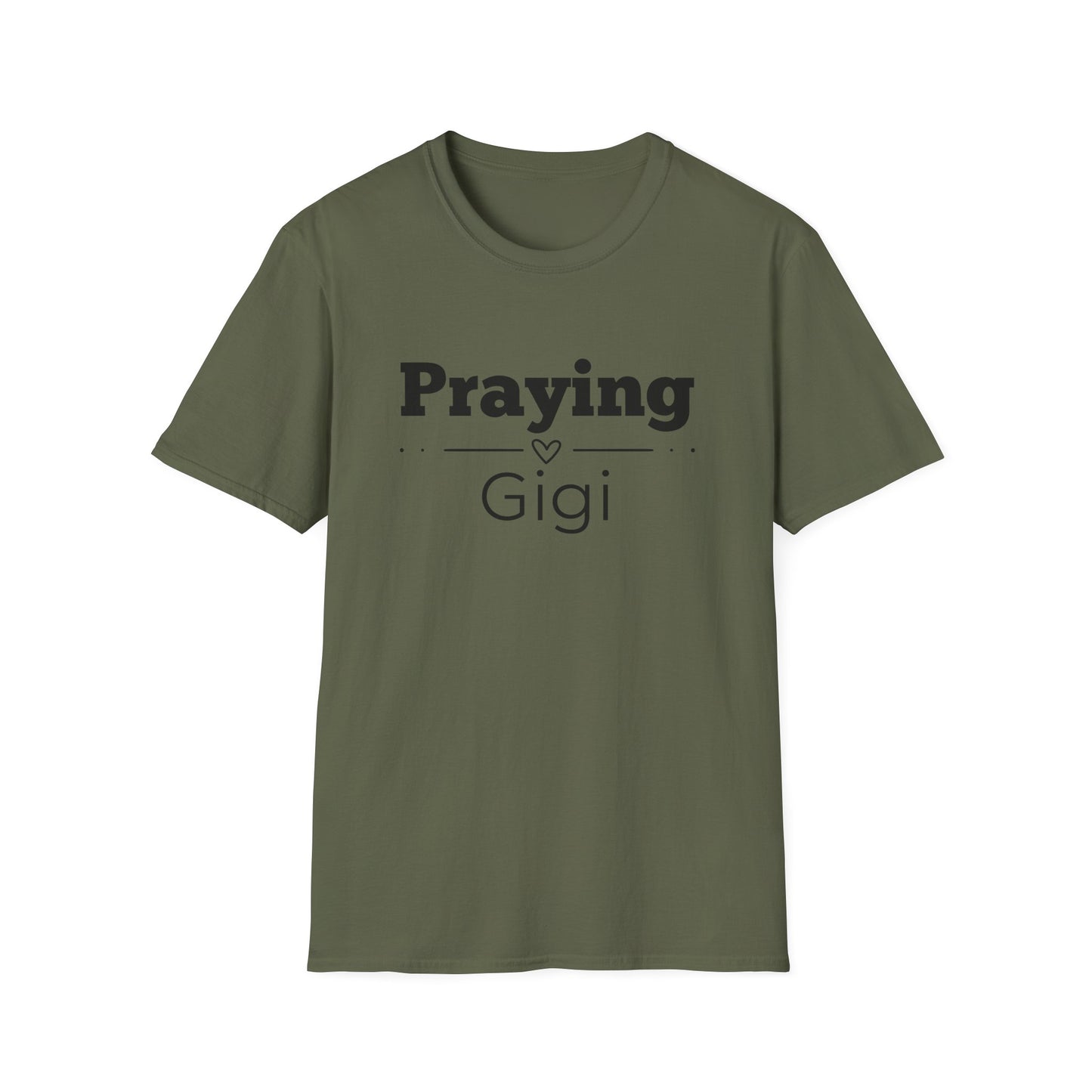 Praying Gigi -Straight Line with Heart - Softstyle T-Shirt