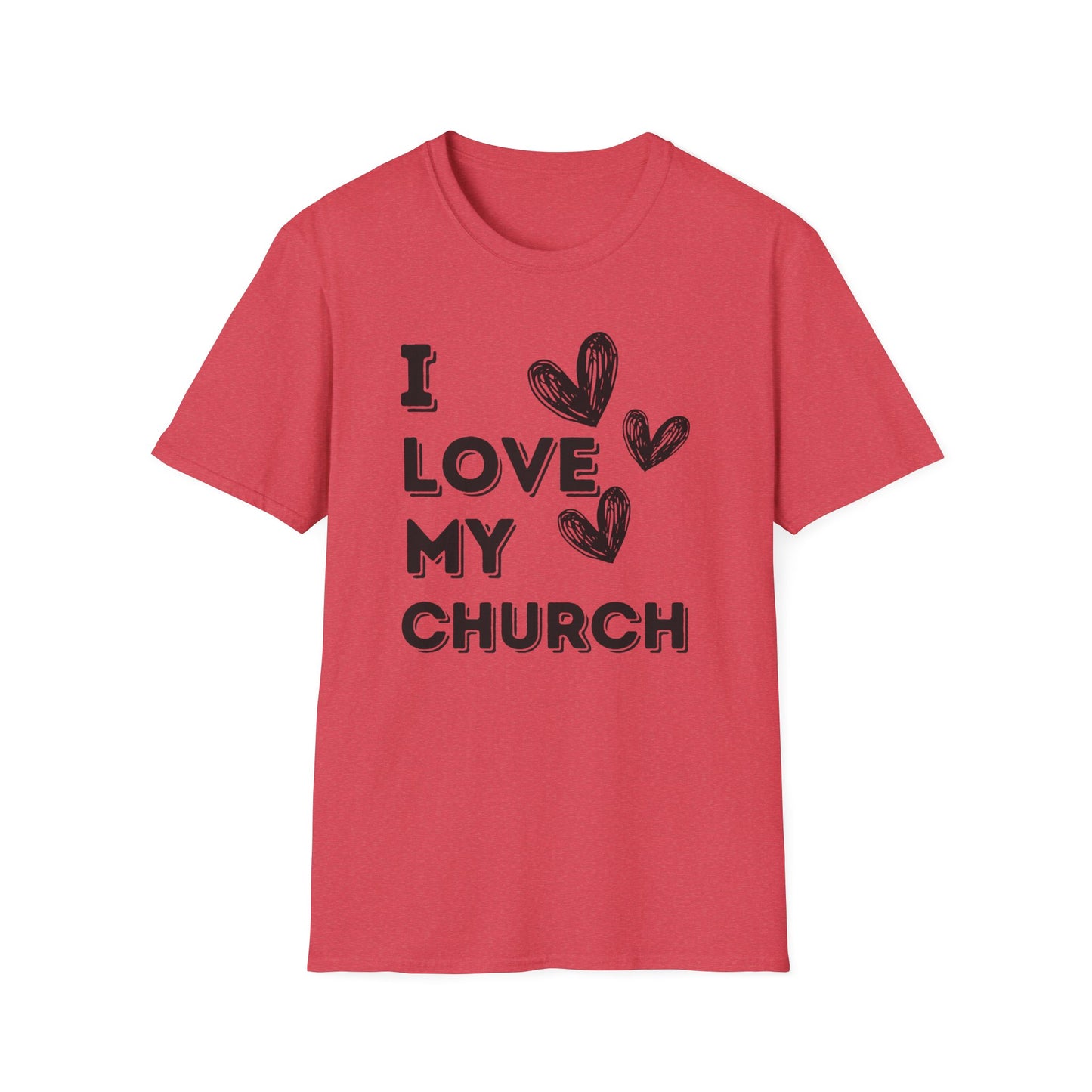 I Love My Church - Three Hearts Black - Softstyle T-Shirt