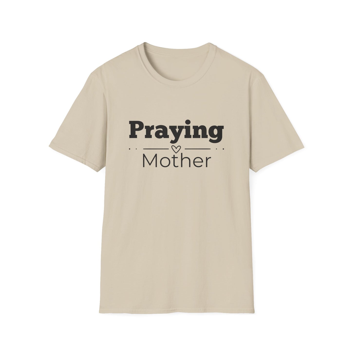 Praying Mother -Straight Line with Heart - Softstyle T-Shirt
