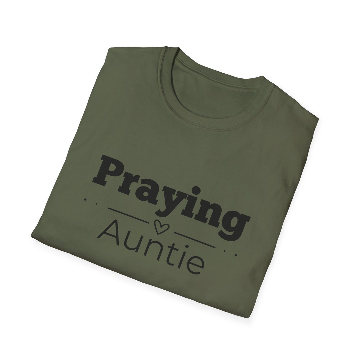 Praying Auntie - Straight Line with Heart- Softstyle T-Shirt