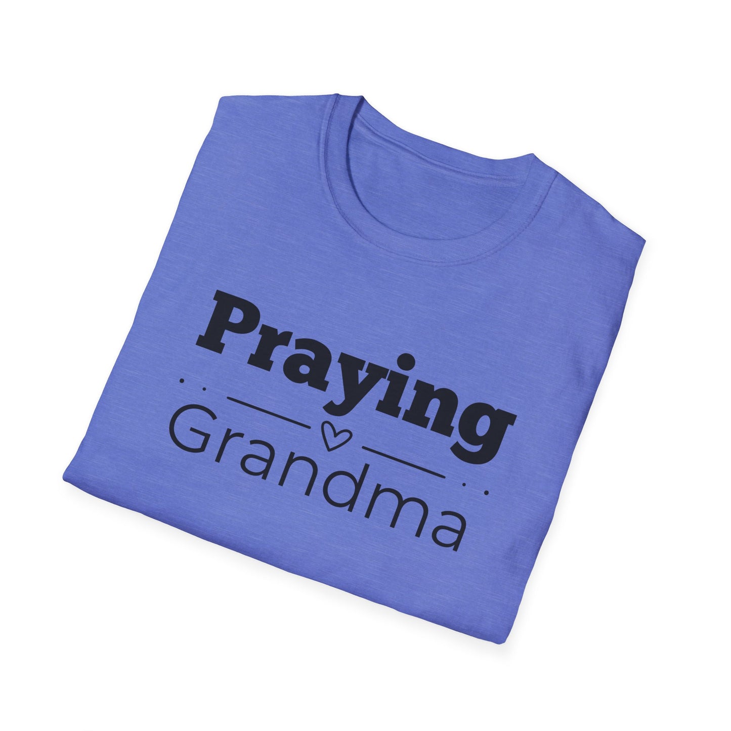 Praying Grandma -Straight Line with Heart - Softstyle T-Shirt