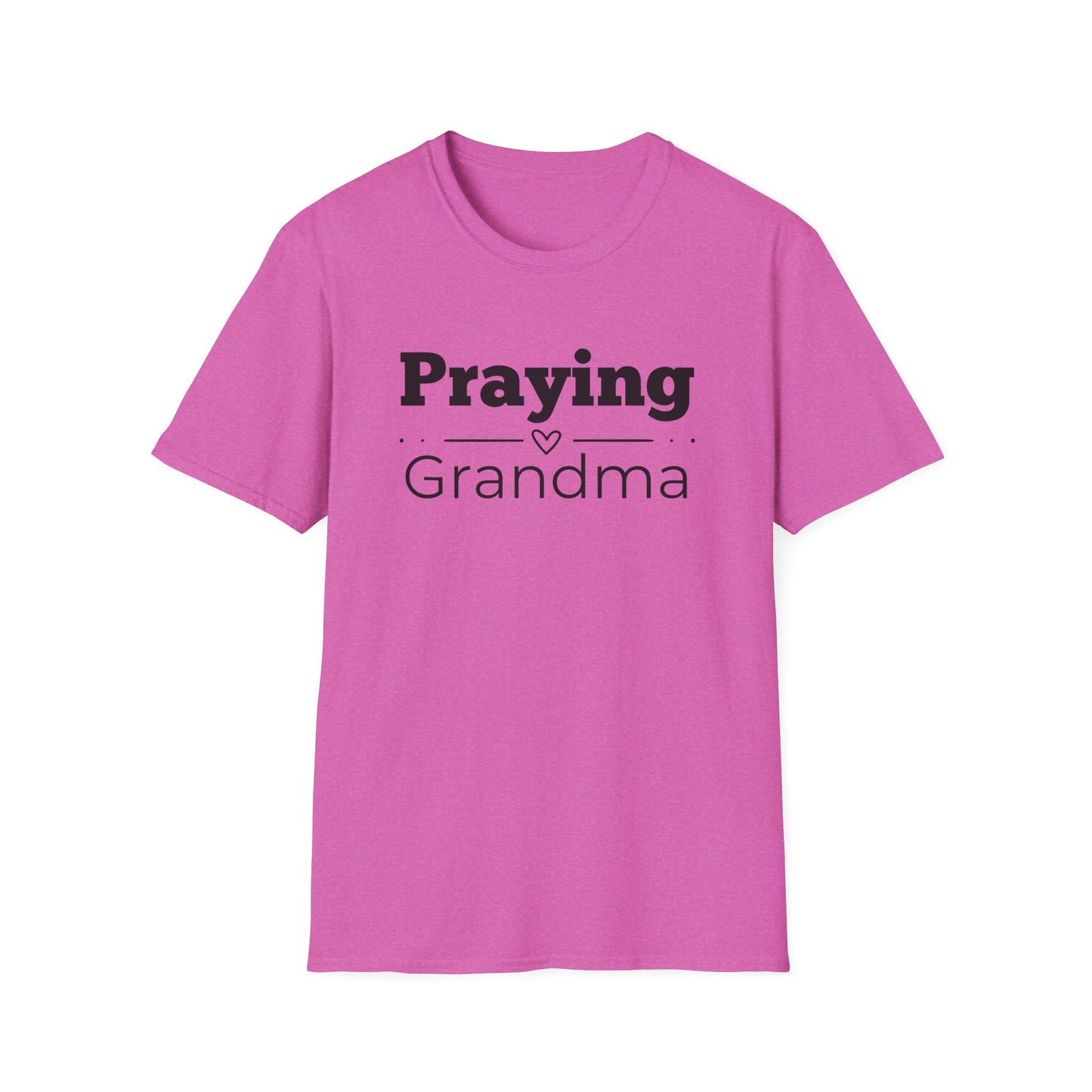 Praying Grandma -Straight Line with Heart - Softstyle T-Shirt
